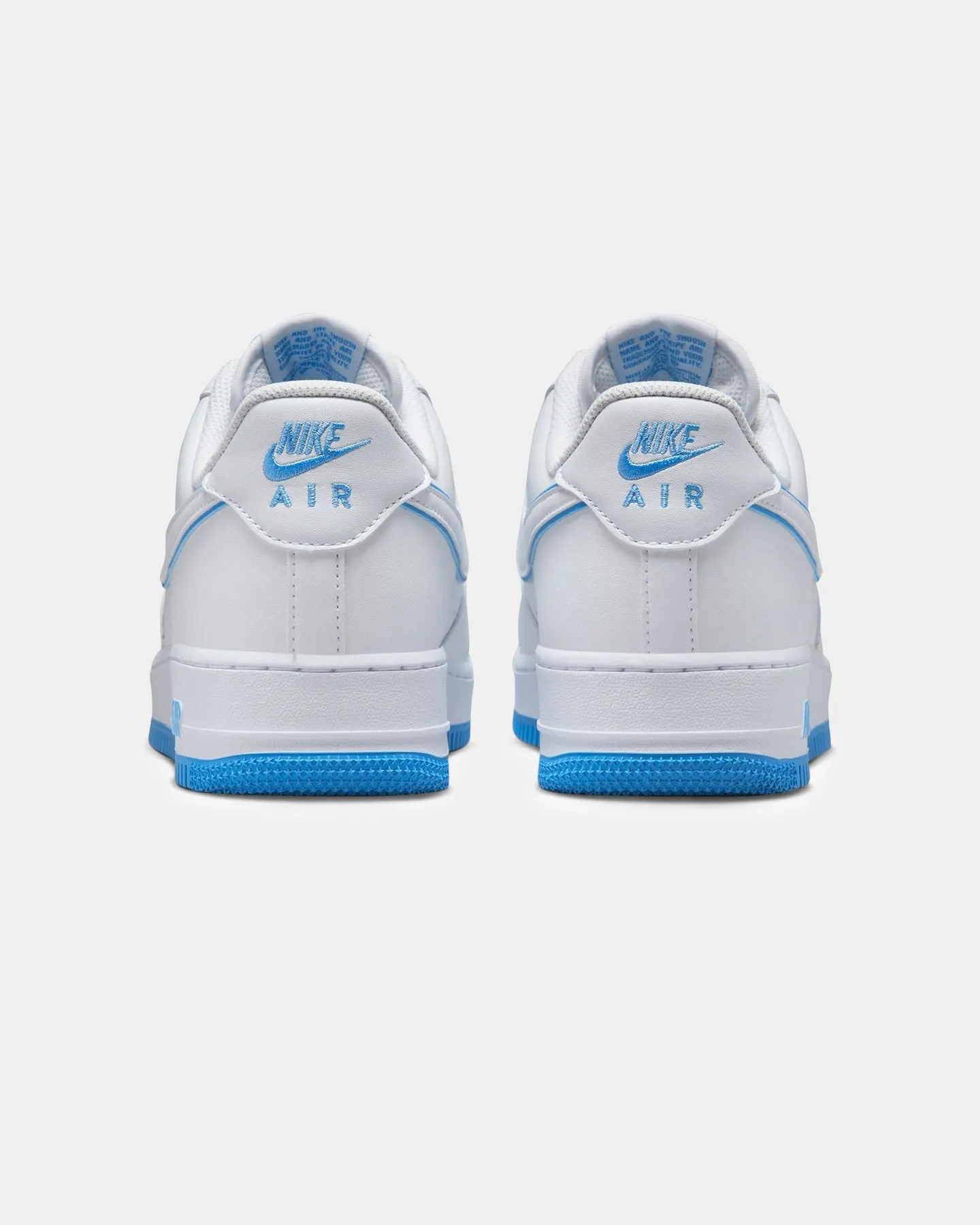 Nike Air Force 1 '07 White/University Blue Seamless Fit Outdoor Explorers construction