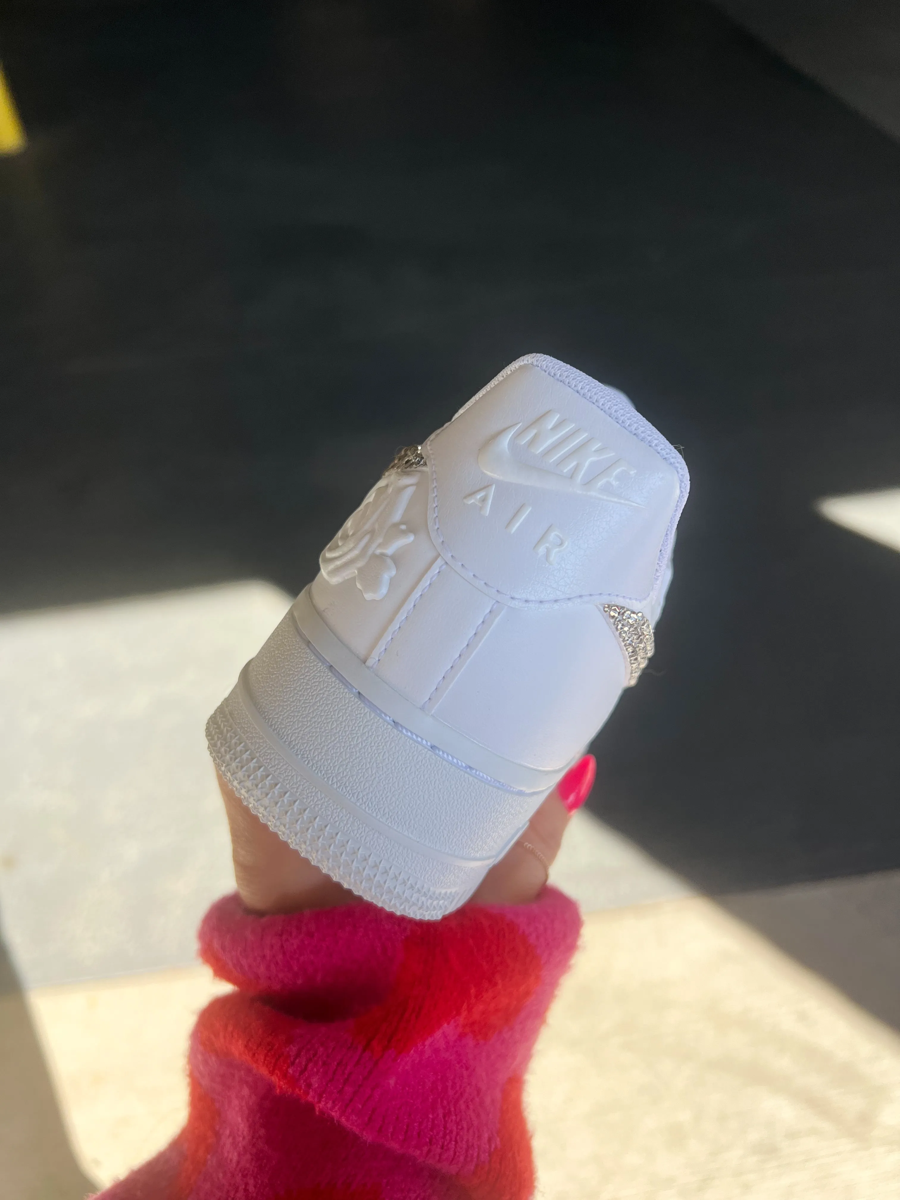 Open Mesh White Roses Swarovski Nike Air Force 1 ST