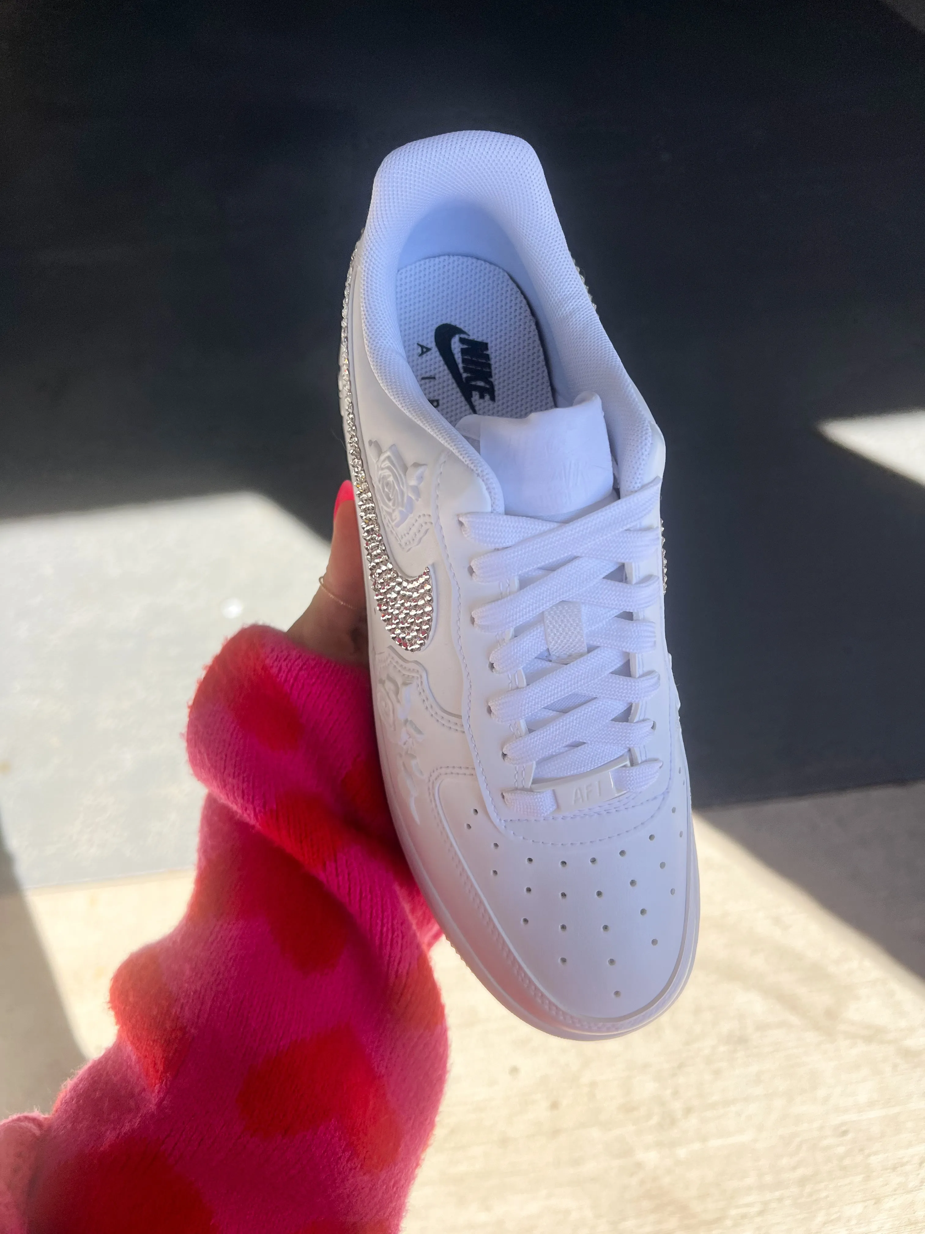 White Roses Swarovski Nike Air Force 1 ST Cushioned Step