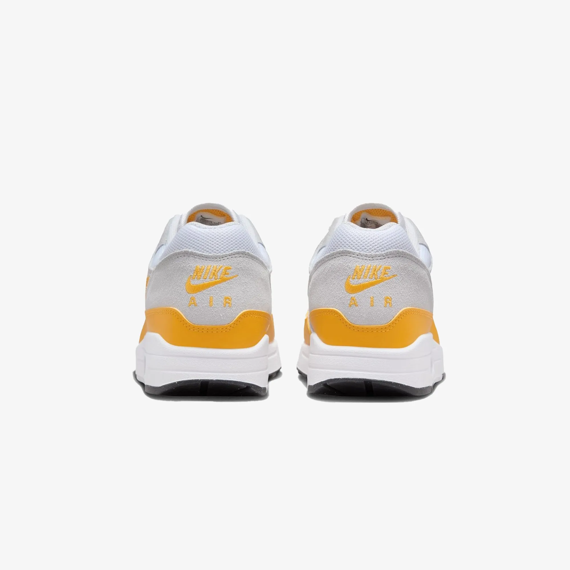 Extended Heel Support training shoes NIKE | AIR MAX 1 ESSENTIAL { WHITE/UNIVERSITY GOLD-PURE PLATINUM