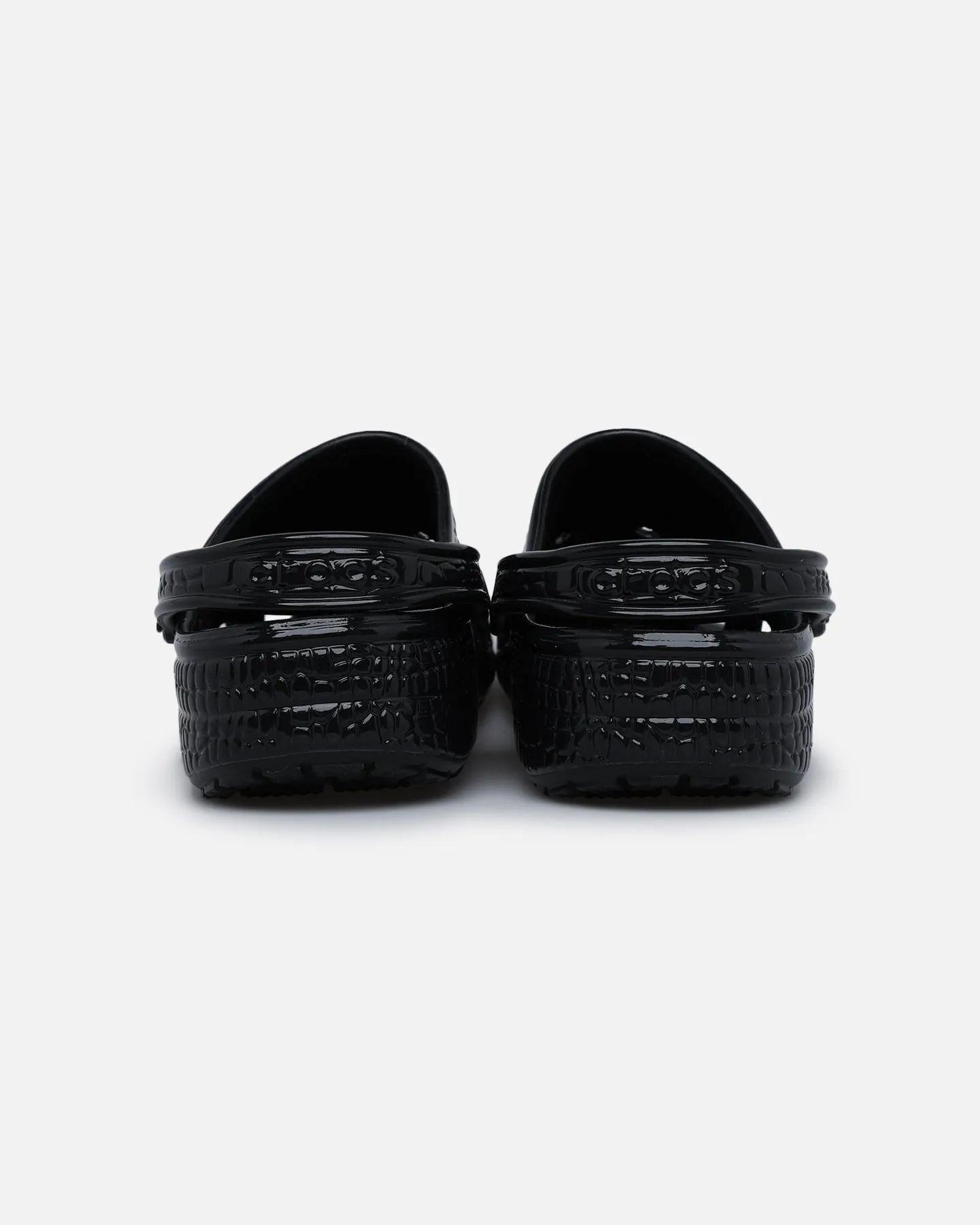 Crocs Classic Crocskin Clog Black Metallic Leather Upper