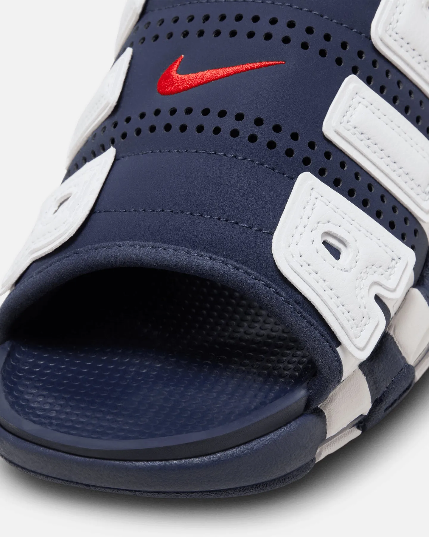 Nike Air More Uptempo Slides Midnight Navy Lace Tie