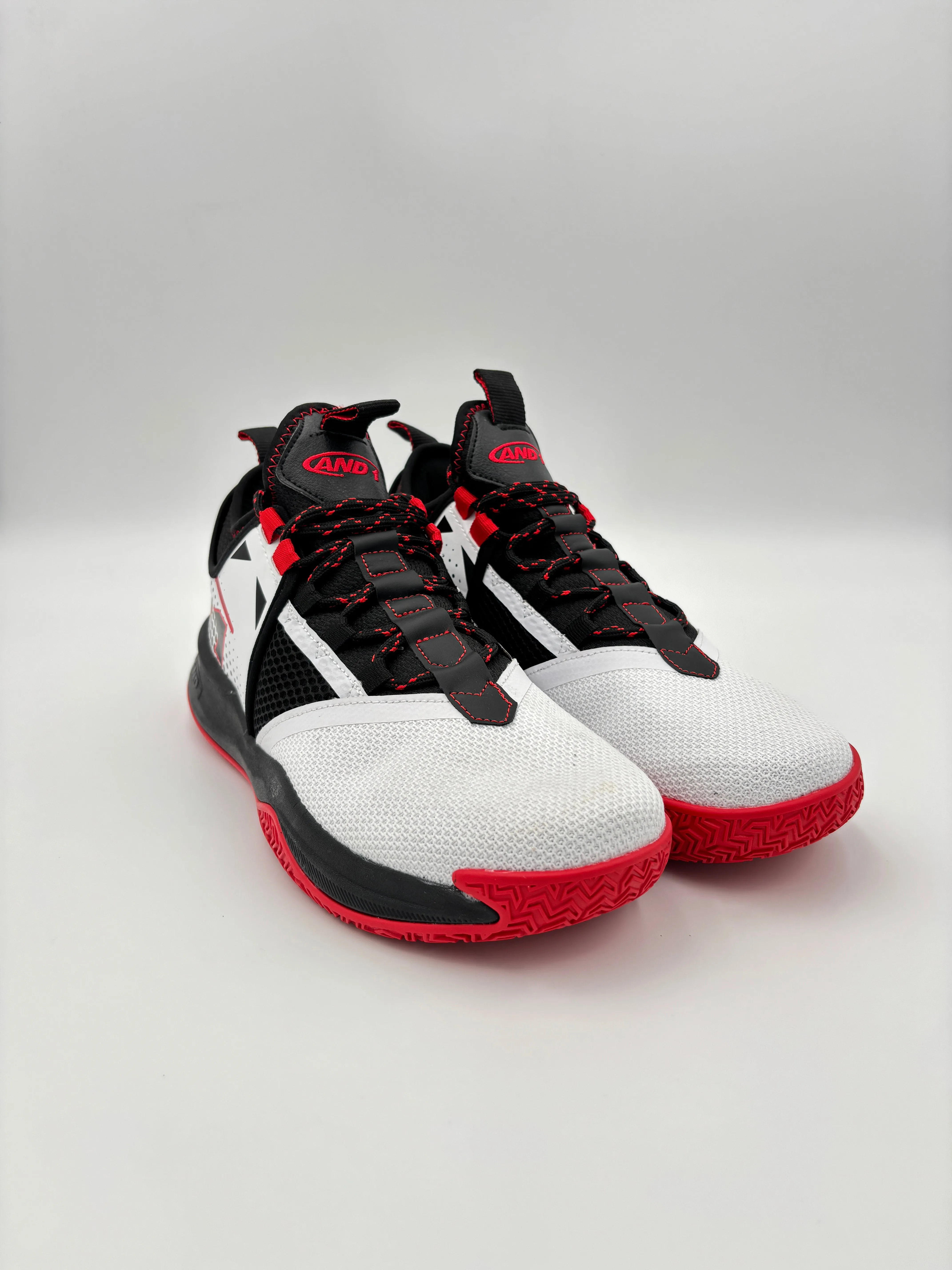 And-1 Men's Charge White/Black/Red Basketball Shoes Control Driven Build Fast Pivot