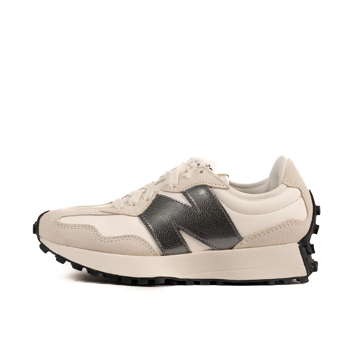 NEW BALANCE 327 - WHITE GREY running in a trail race shoes