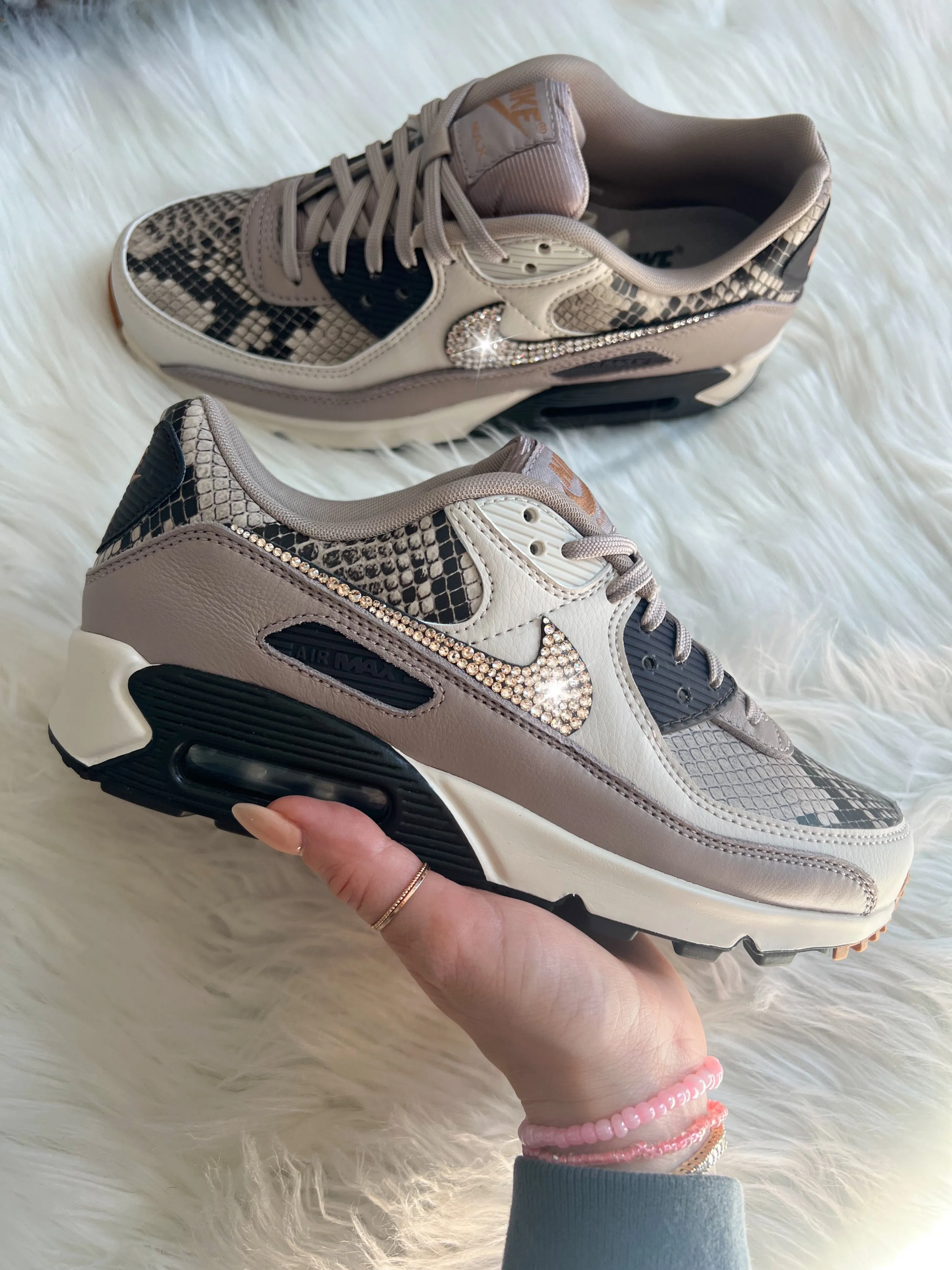 Animal Print Swarovski Womens Nike Air Max 90 Yellow Sun