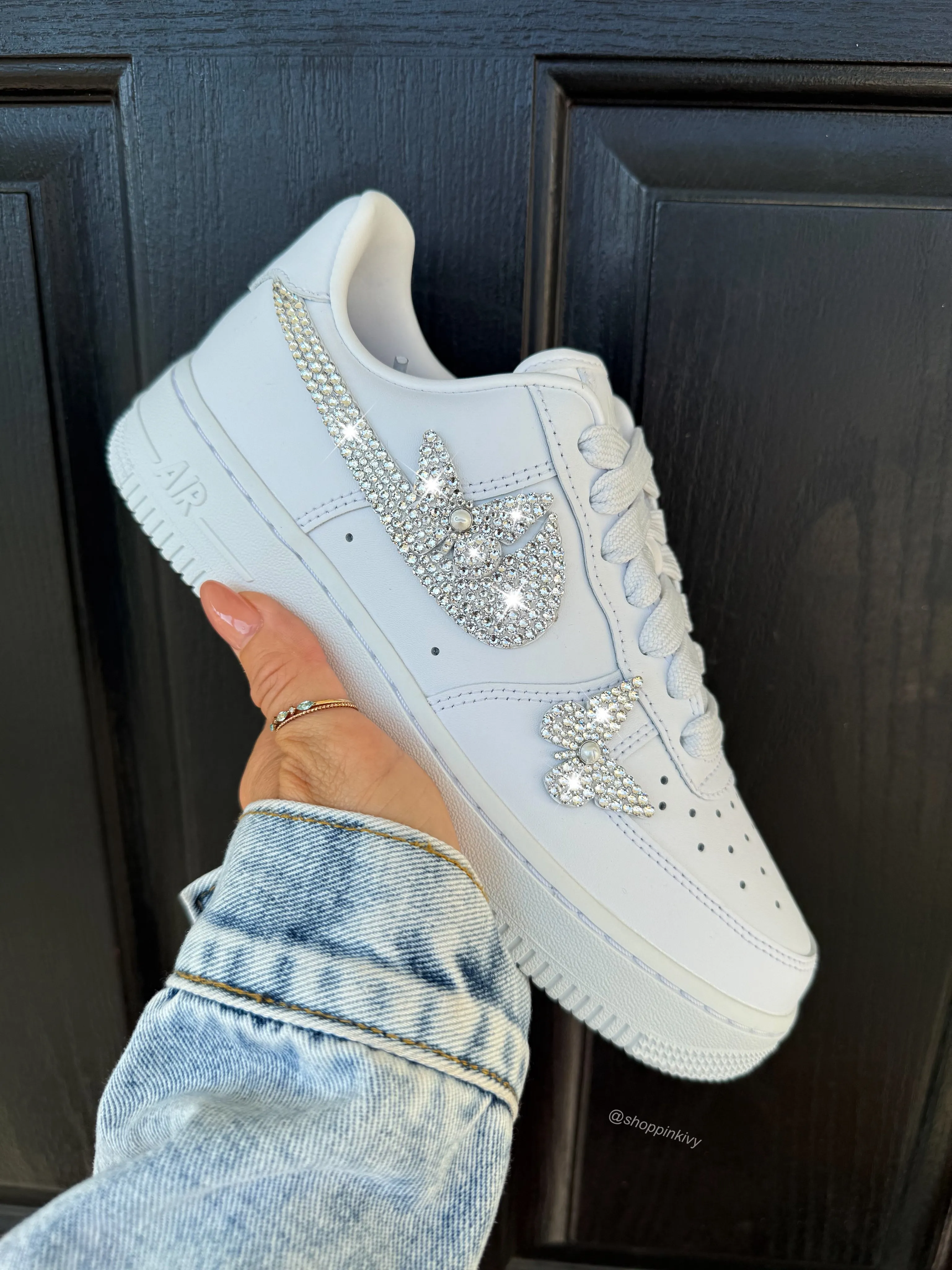 RARE Butterfly ?? Edition White Swarovski Nike Air Force 1 City Walking Sport Life