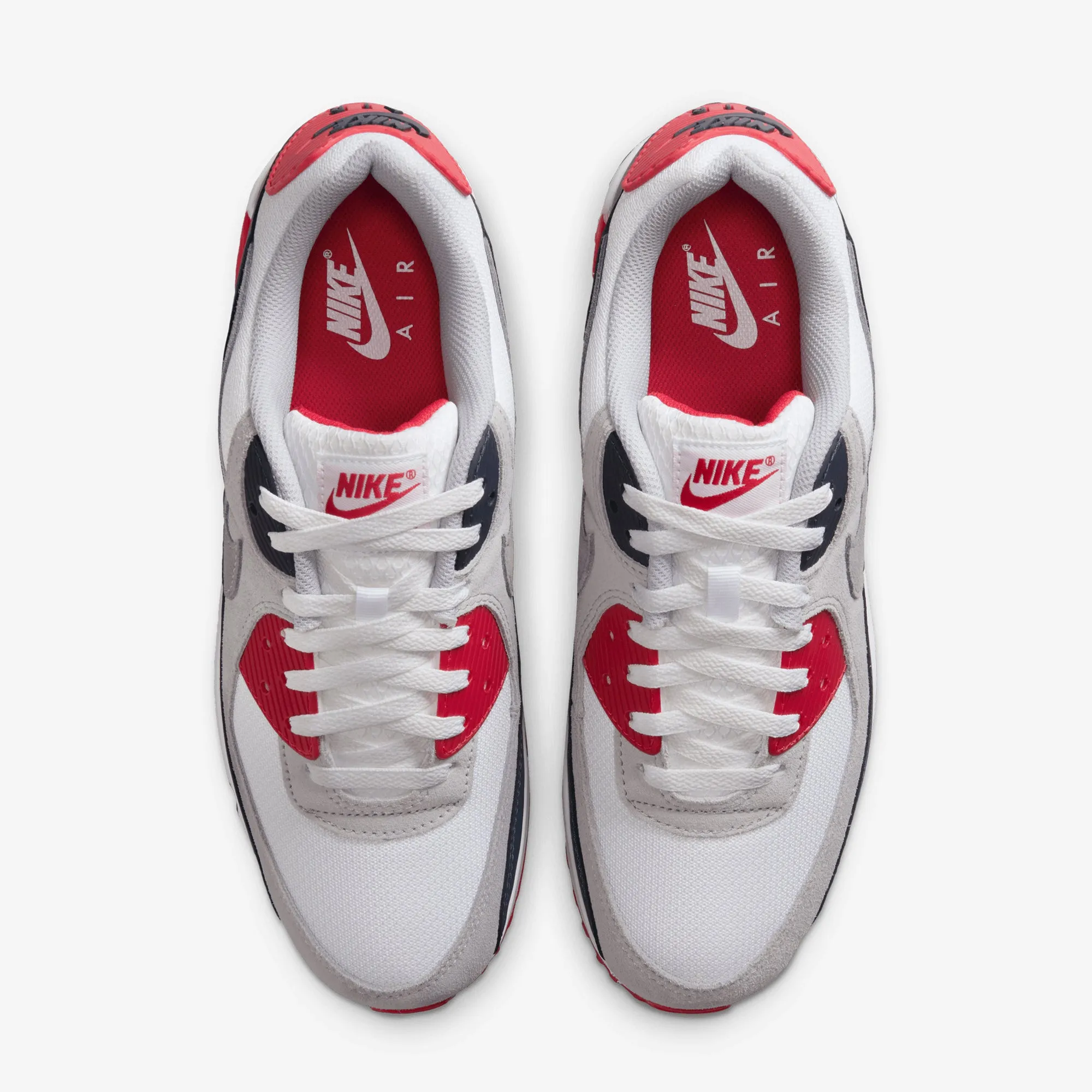 Mid   Top Nike | AIR MAX 90 { WHITE/COOL GREY-UNIVERSITY RED