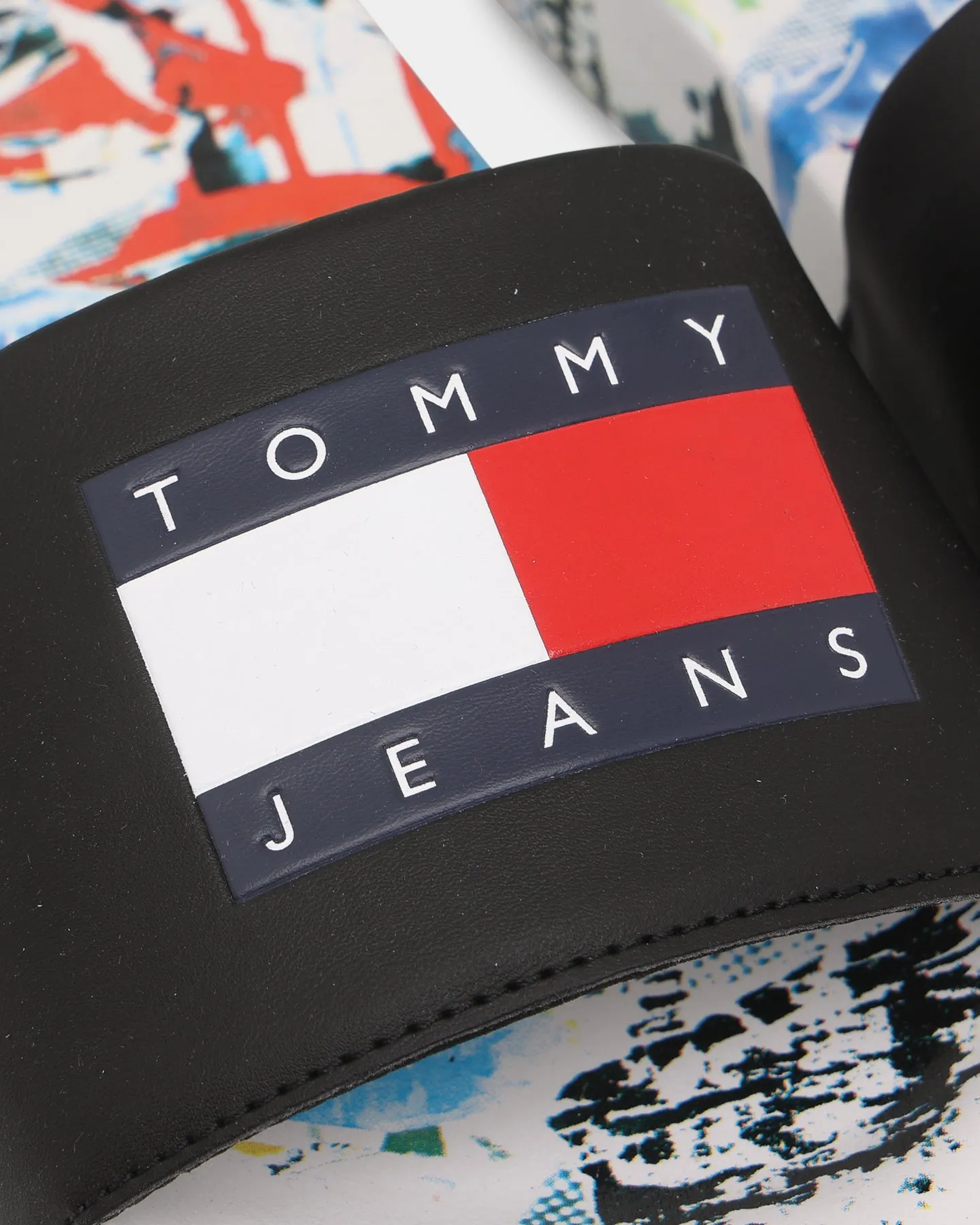 Ventilated Tommy Jeans TJ Print Pool Slides Collage Print