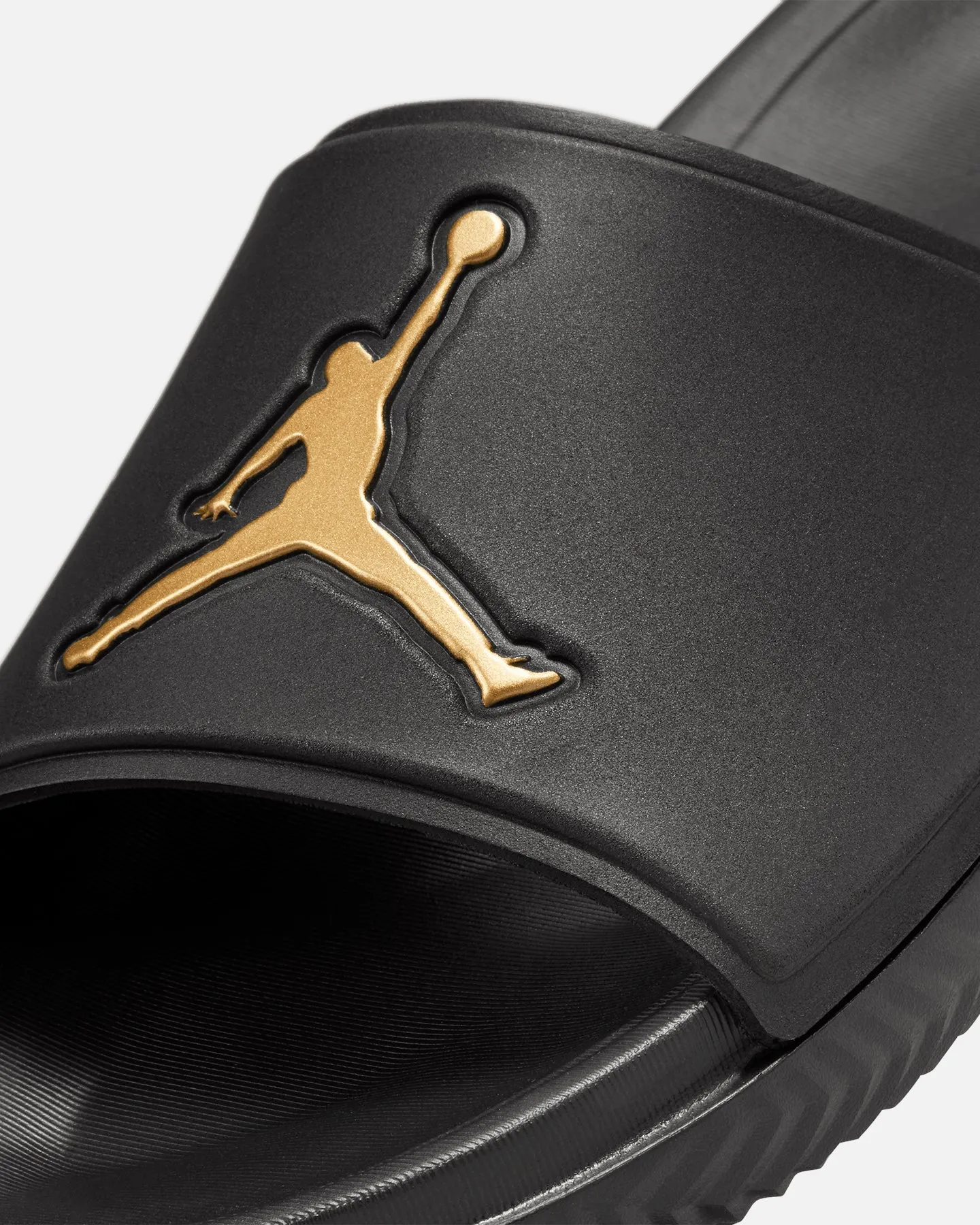 Jordan Jumpman Slides Black/Metallic Wide toe box Comfort Lining