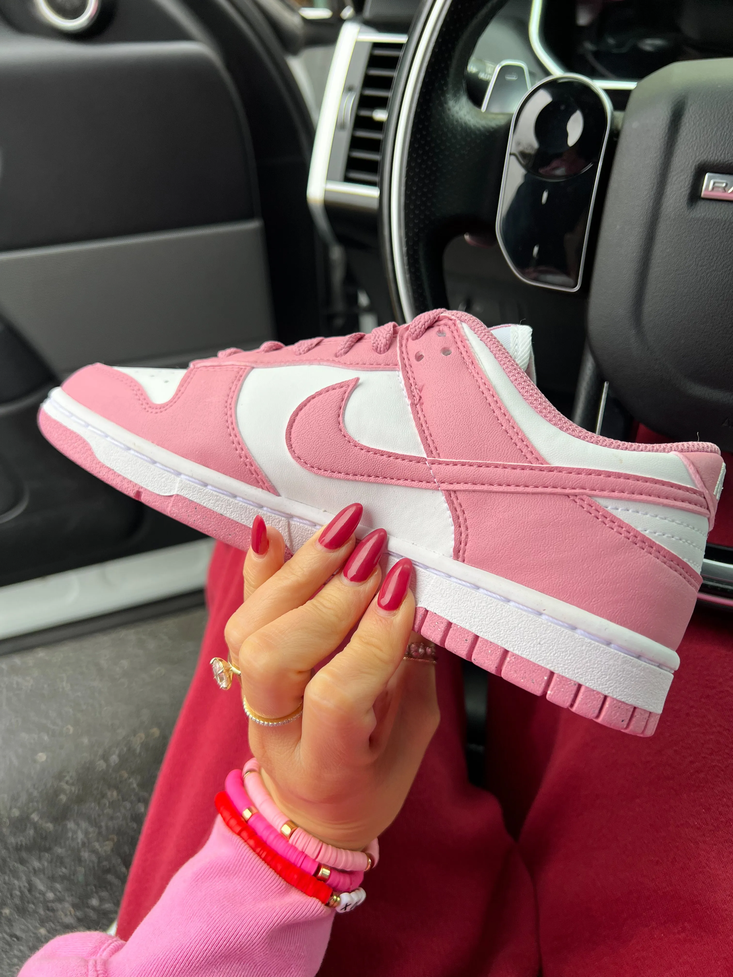 Pink and White Swarovski Womens Nike Dunk Shoes Market Go