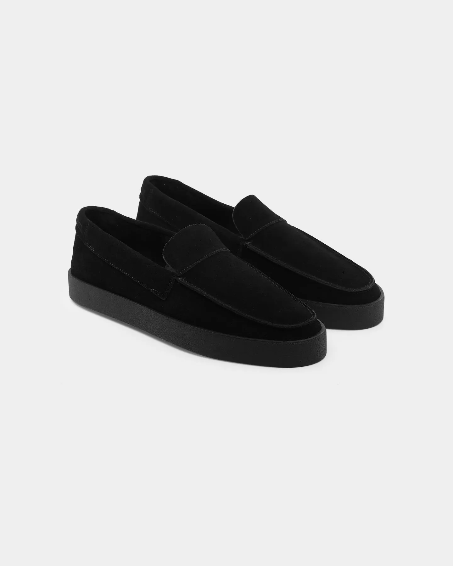 Comfort Padding Light Run Saint Morta Hemisphere Suede Slip On Loafer Black/Black