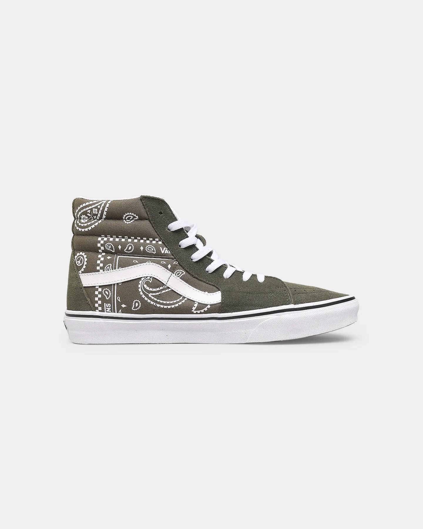 Short Trip Slip Resistant Outdoor Explorers Vans SK8-HI 'Peace Paisley' Grape Leaf/True White