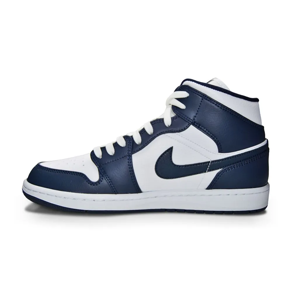 Nike Air Jordan 1 Mid 'White Metallic Gold Obsidian' Long Wear Outdoor Wear