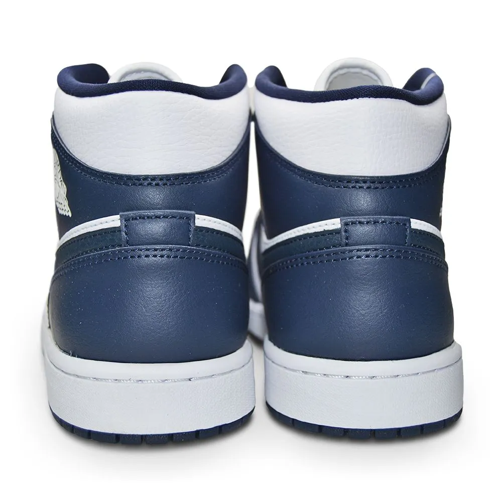 Nike Air Jordan 1 Mid 'White Metallic Gold Obsidian' TecTuff Toe Foot Strike Control