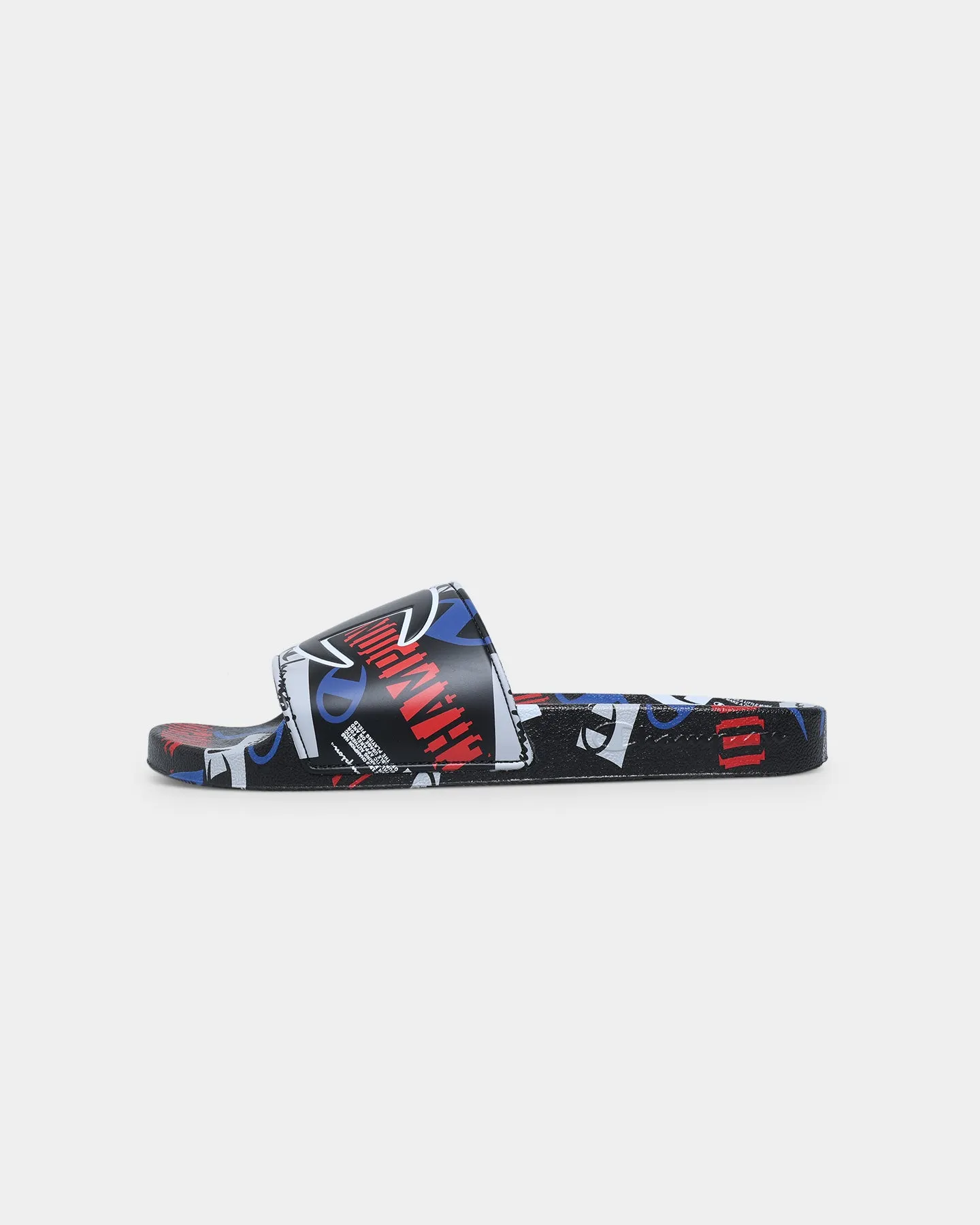 Champion IPO C Logo Slides Black/Multi Anti Slip Linen Air