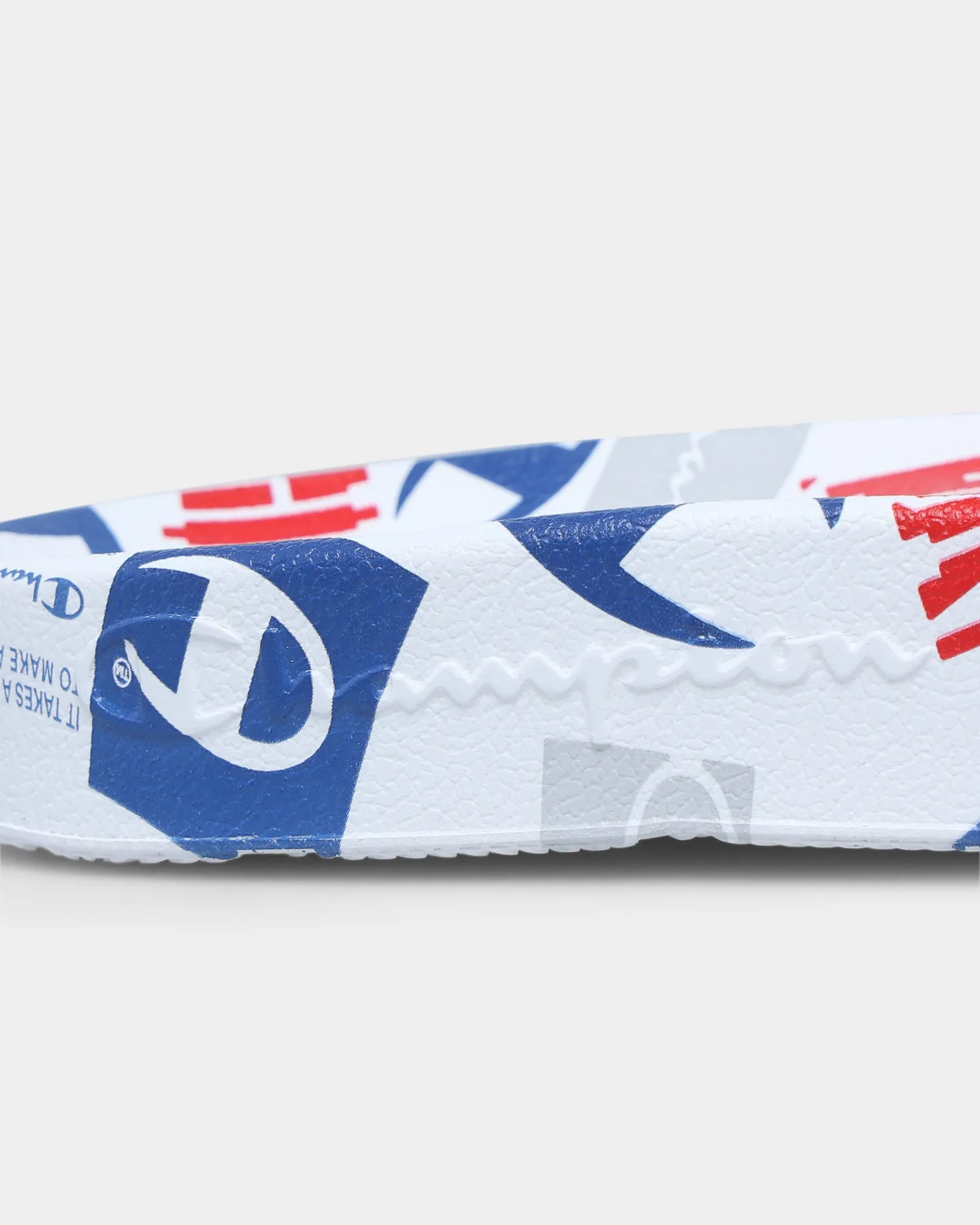 Champion IPO C Logo Slides White/Scarlet Comfort Fit