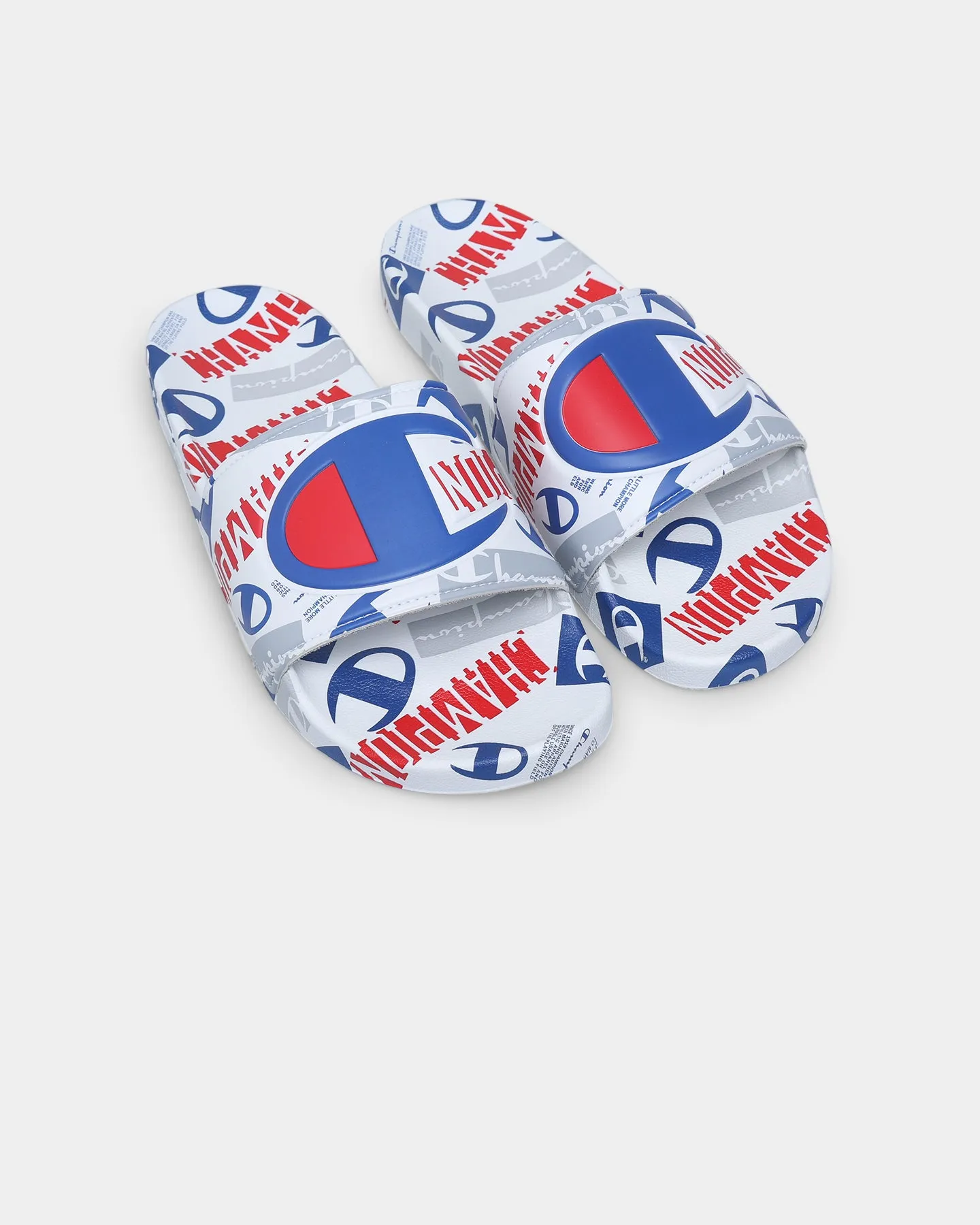 Champion IPO C Logo Slides White/Scarlet Lace Tie Breathable Material