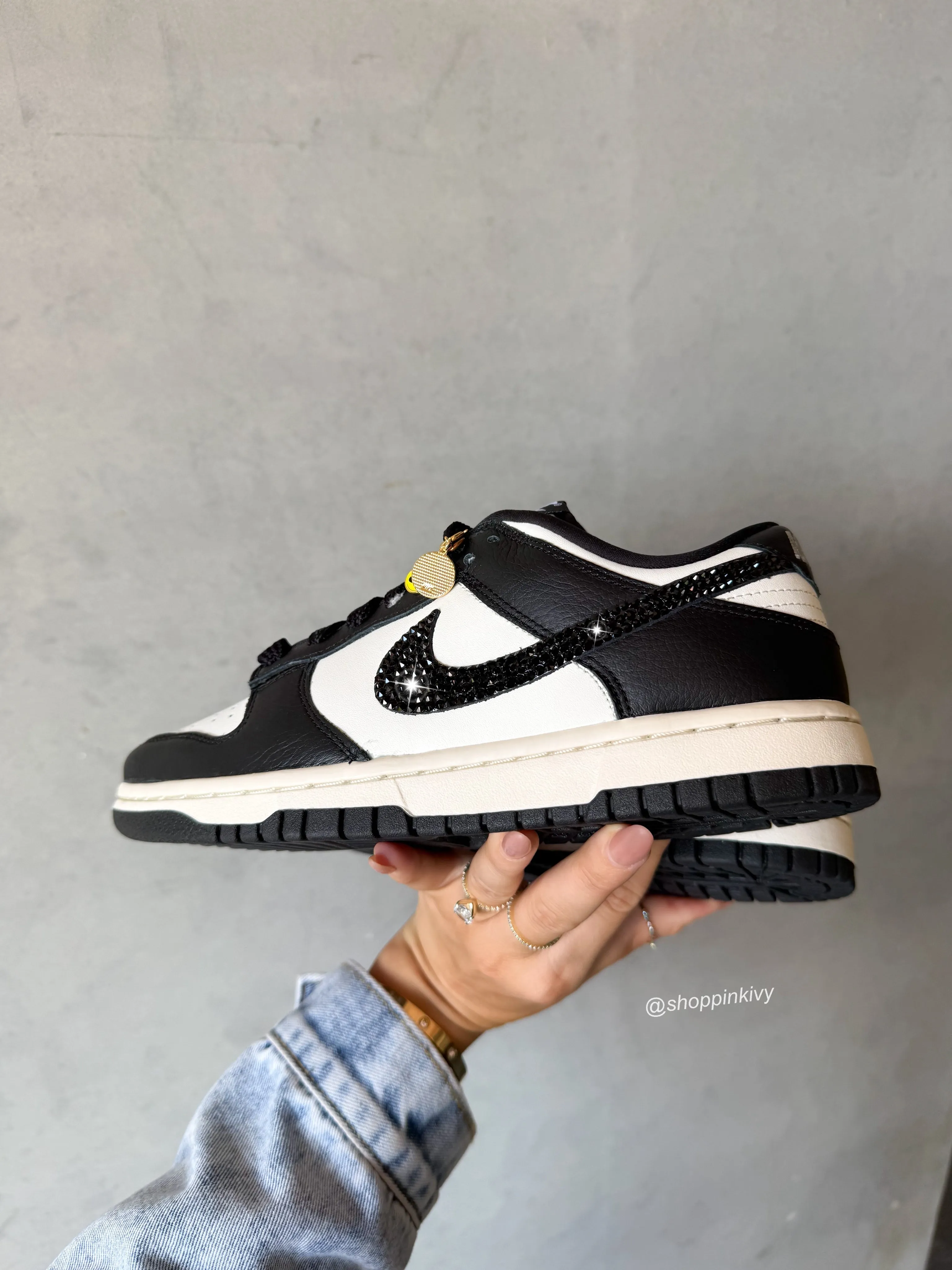 Pure Style CHARMS Limited Edition Panda Swarovski Womens Nike Dunk Shoes