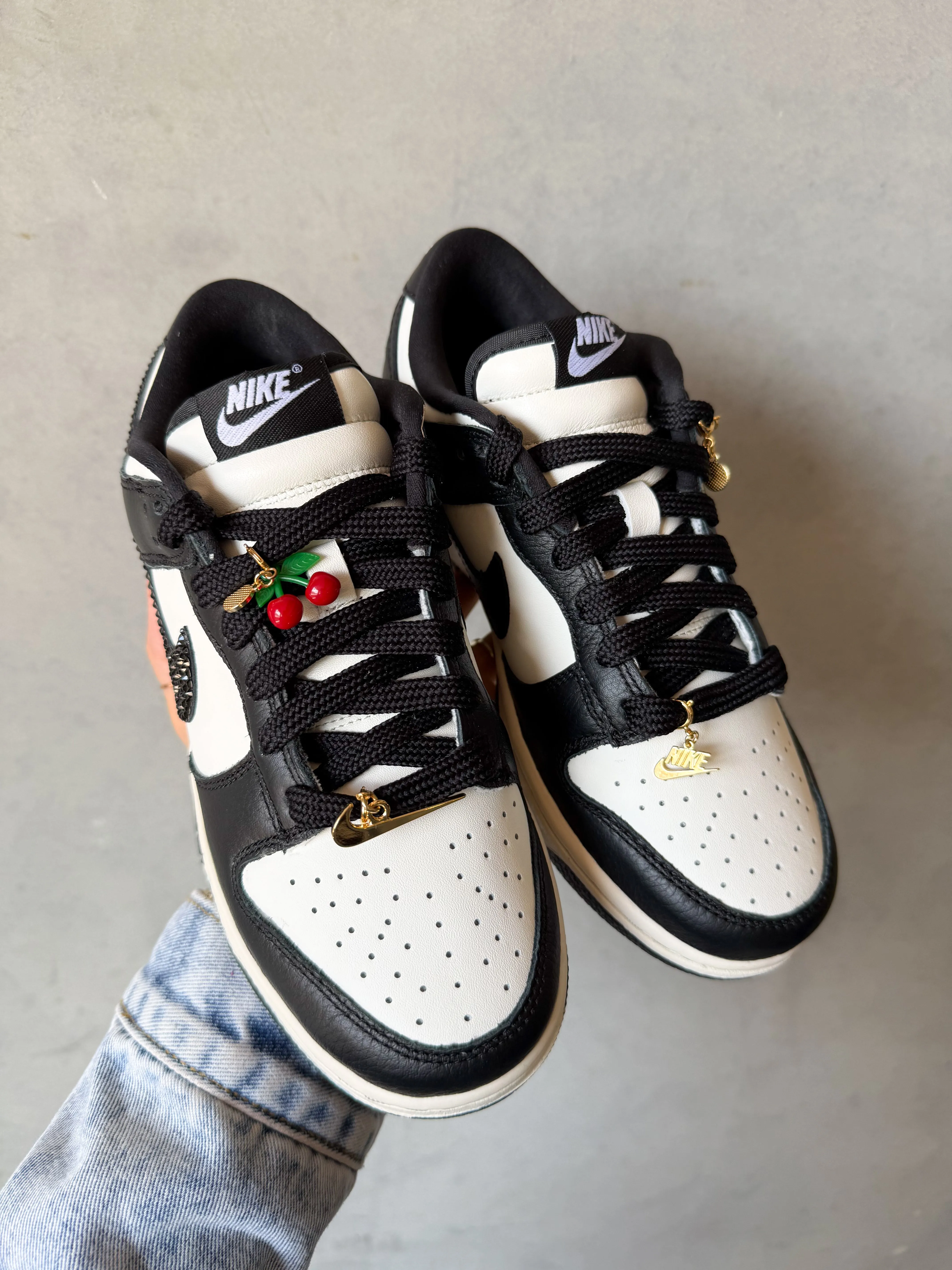 Tide Path Neutral Mood CHARMS Limited Edition Panda Swarovski Womens Nike Dunk Shoes