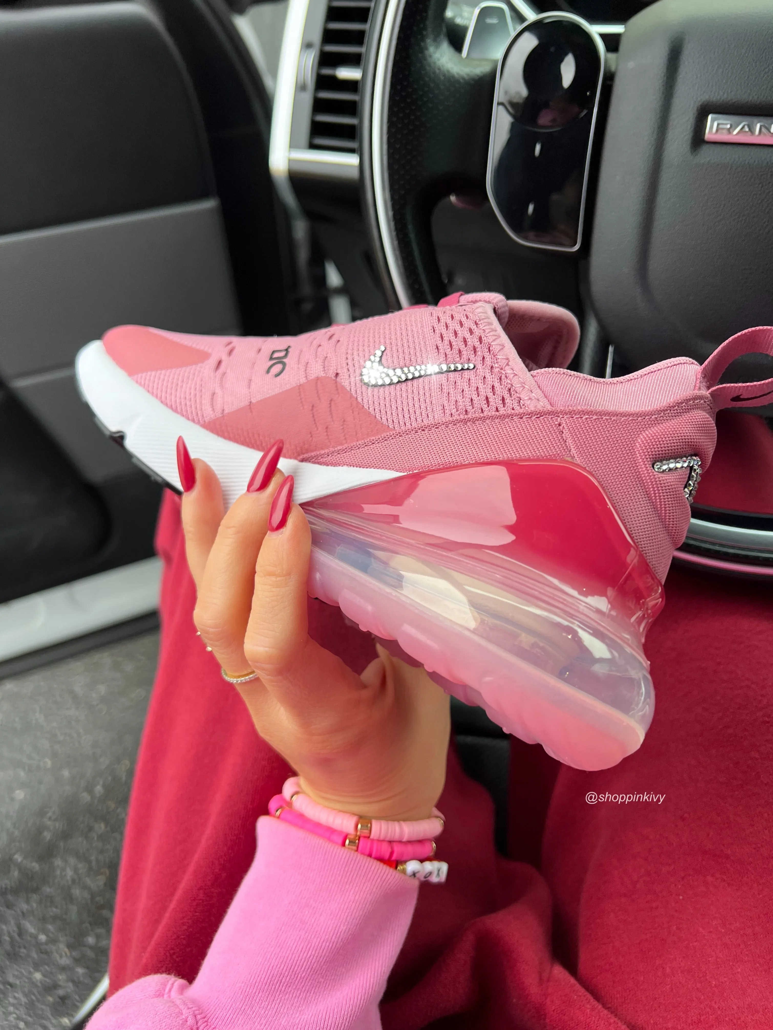 Cherry Pink Swarovski Women's Nike Shoes Air Max 270 Partner Pace