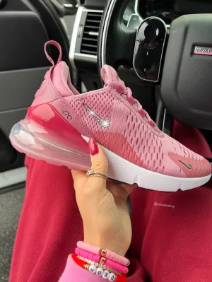 Textured Surface Cherry Pink Swarovski Women's Nike Shoes Air Max 270