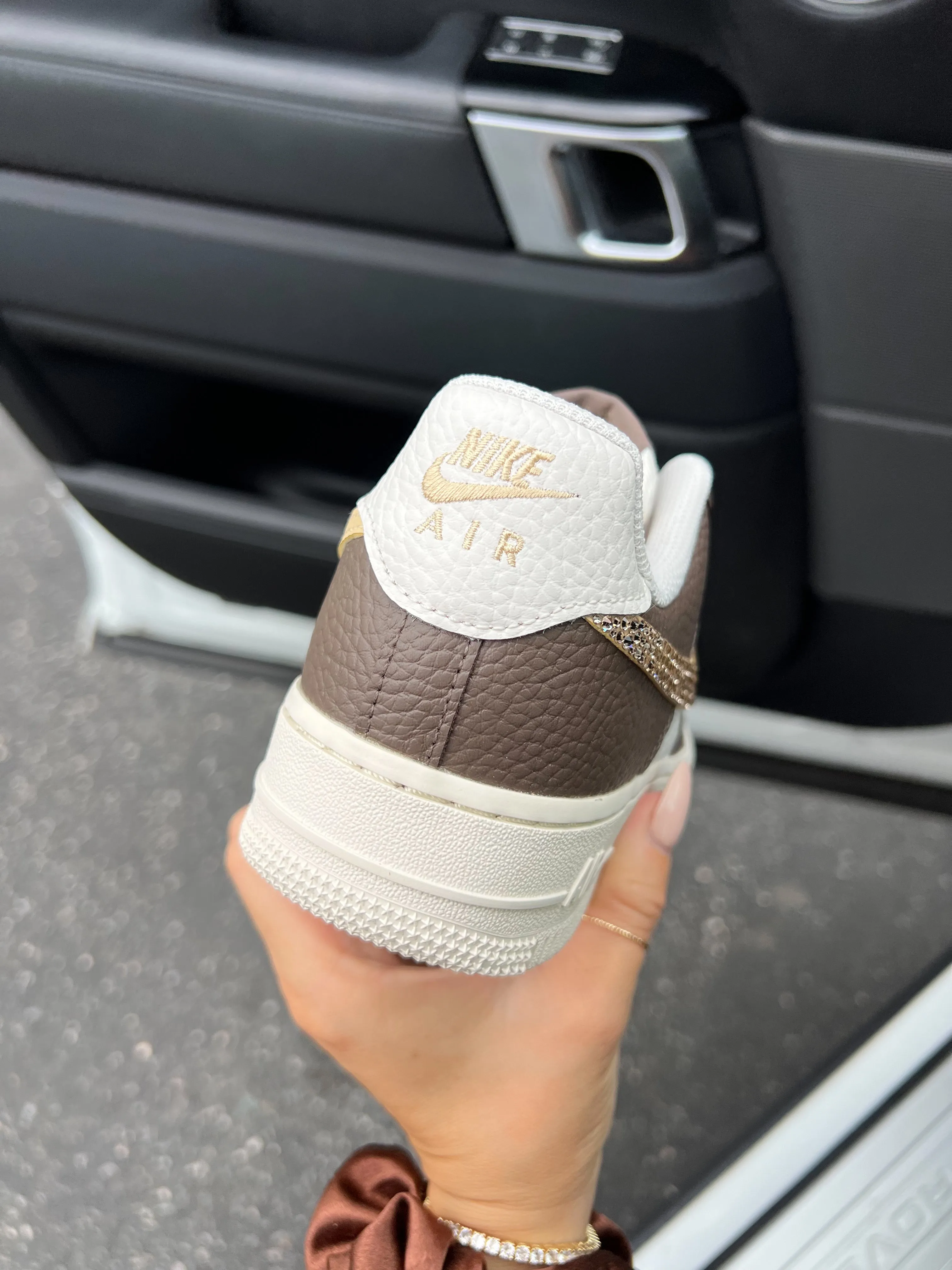 Flexible form Street Walks Espresso Swarovski Womens Nike Air Force One