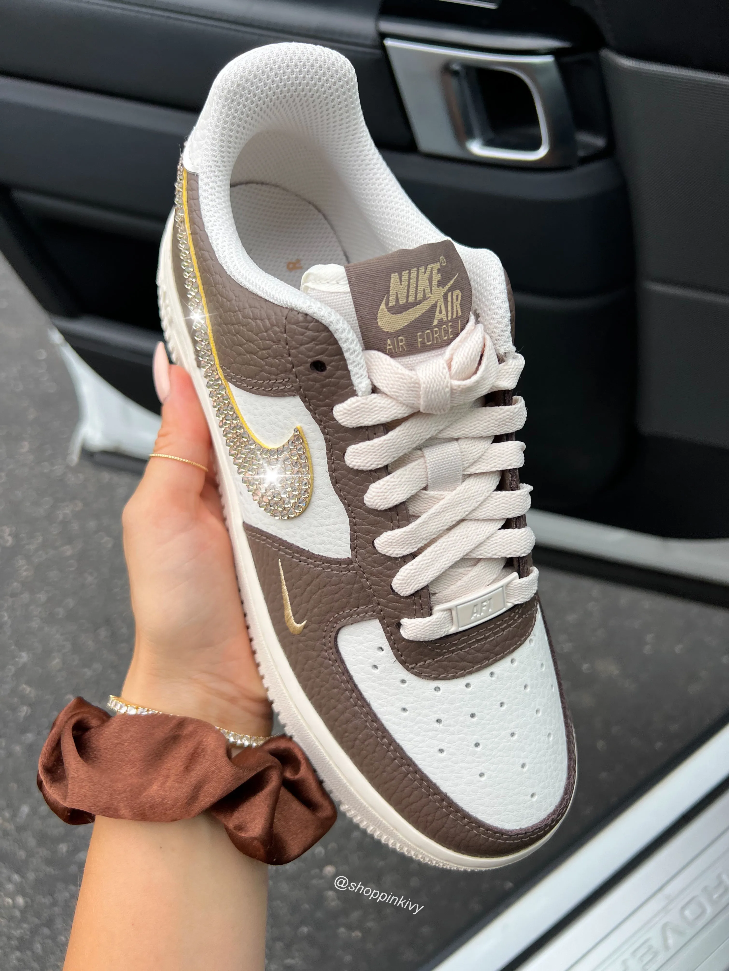 Game Day Espresso Swarovski Womens Nike Air Force One