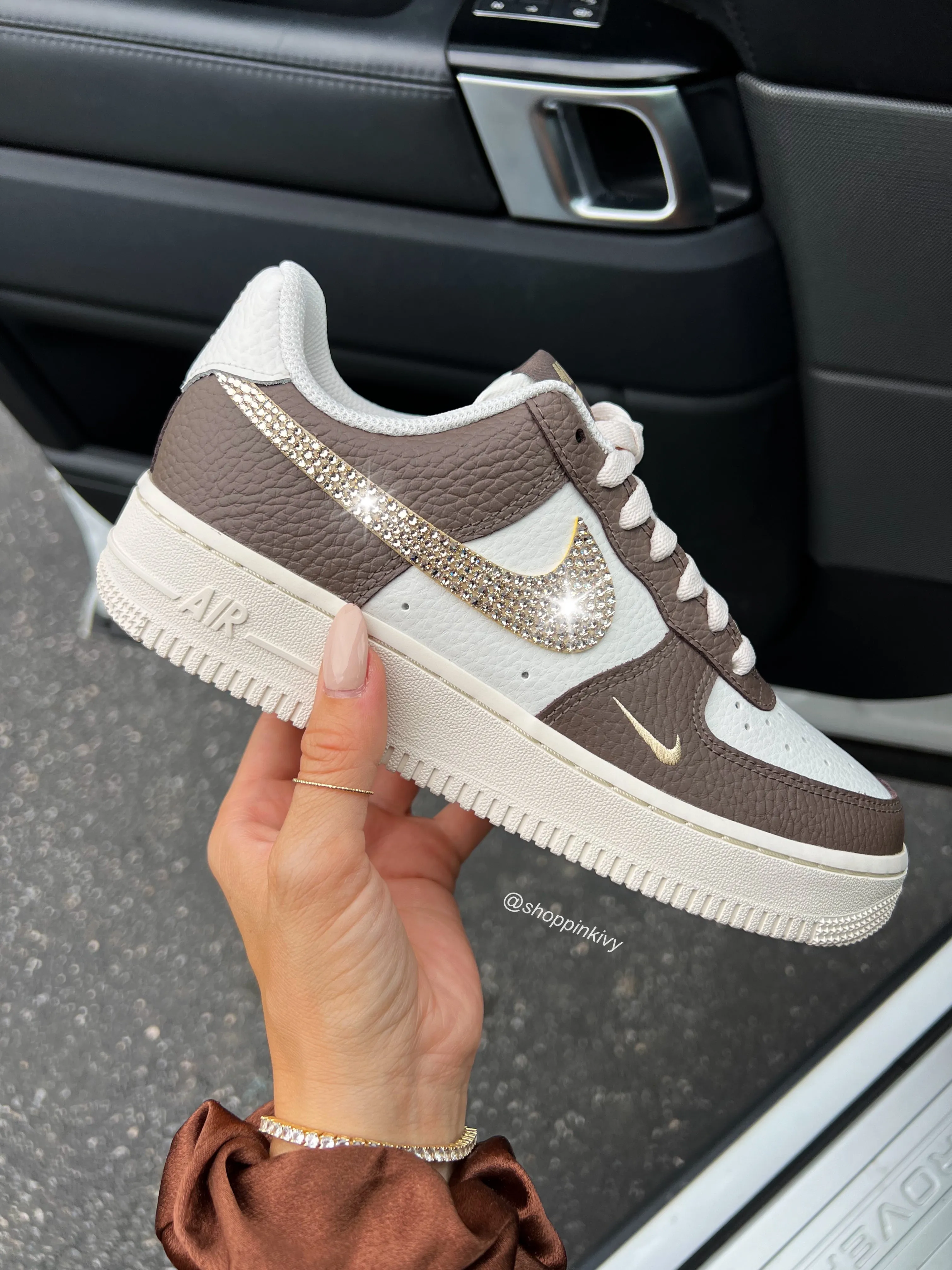 ComfortPadding Espresso Swarovski Womens Nike Air Force One