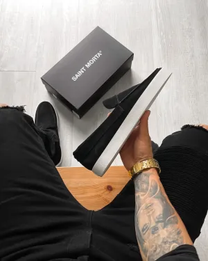 Saint Morta Hemisphere Suede Slip On Loafer Black/White Training Zip Fast