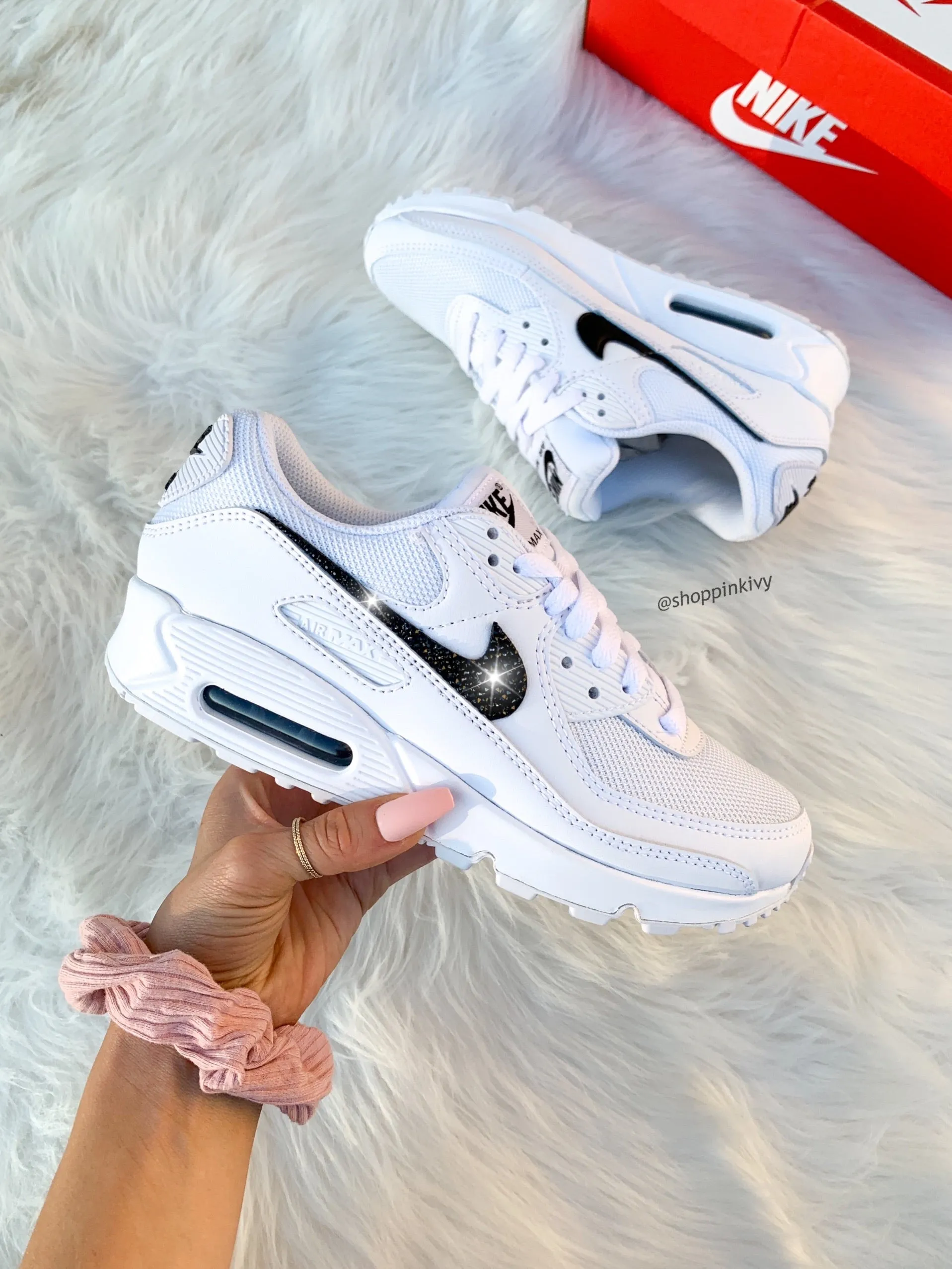 Flat Sole Monochrome Swarovski Womens Nike Air Max 90