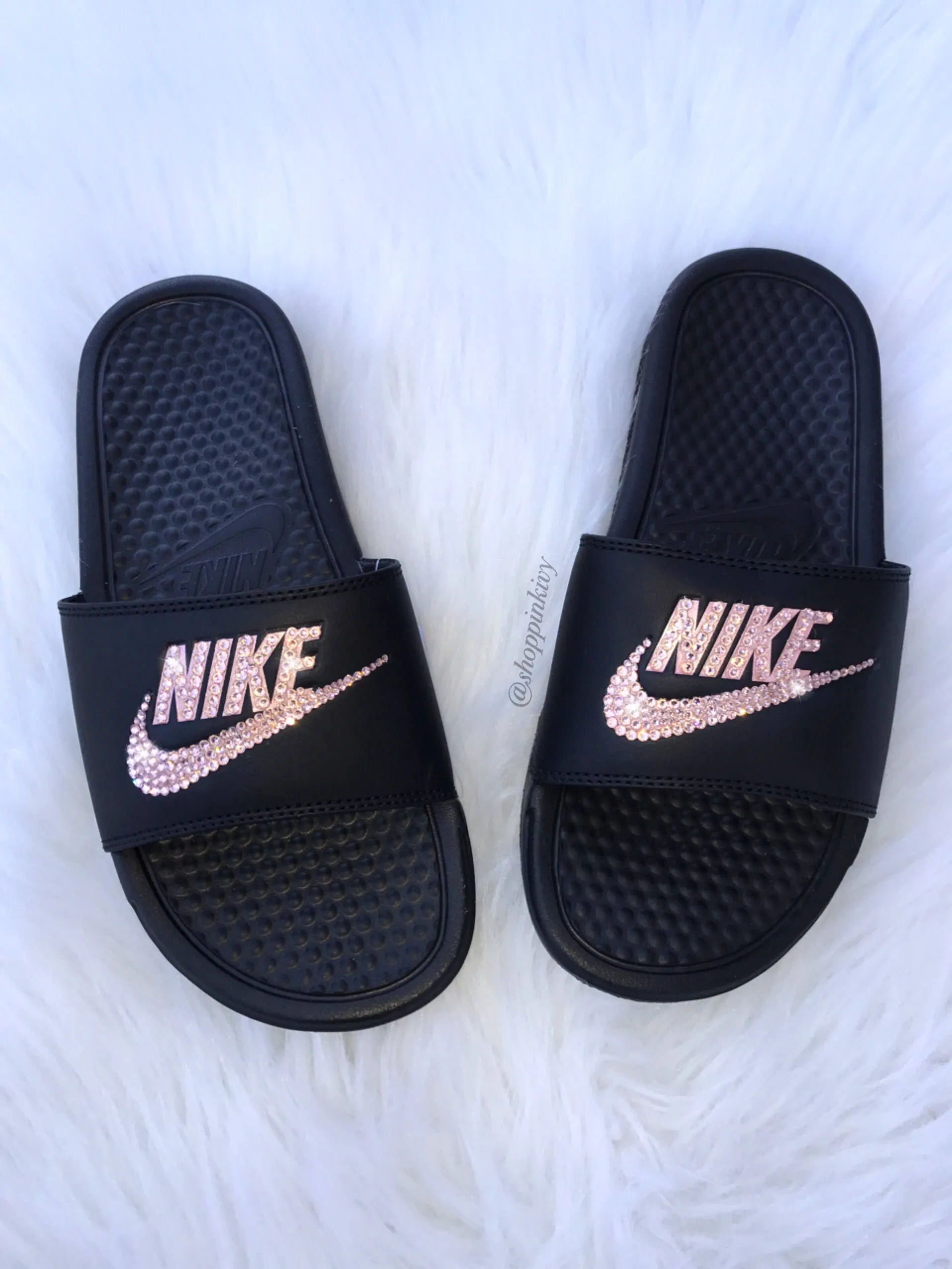 Stable Move Rose Gold Swarovski Nike Benassi Slide Sandals