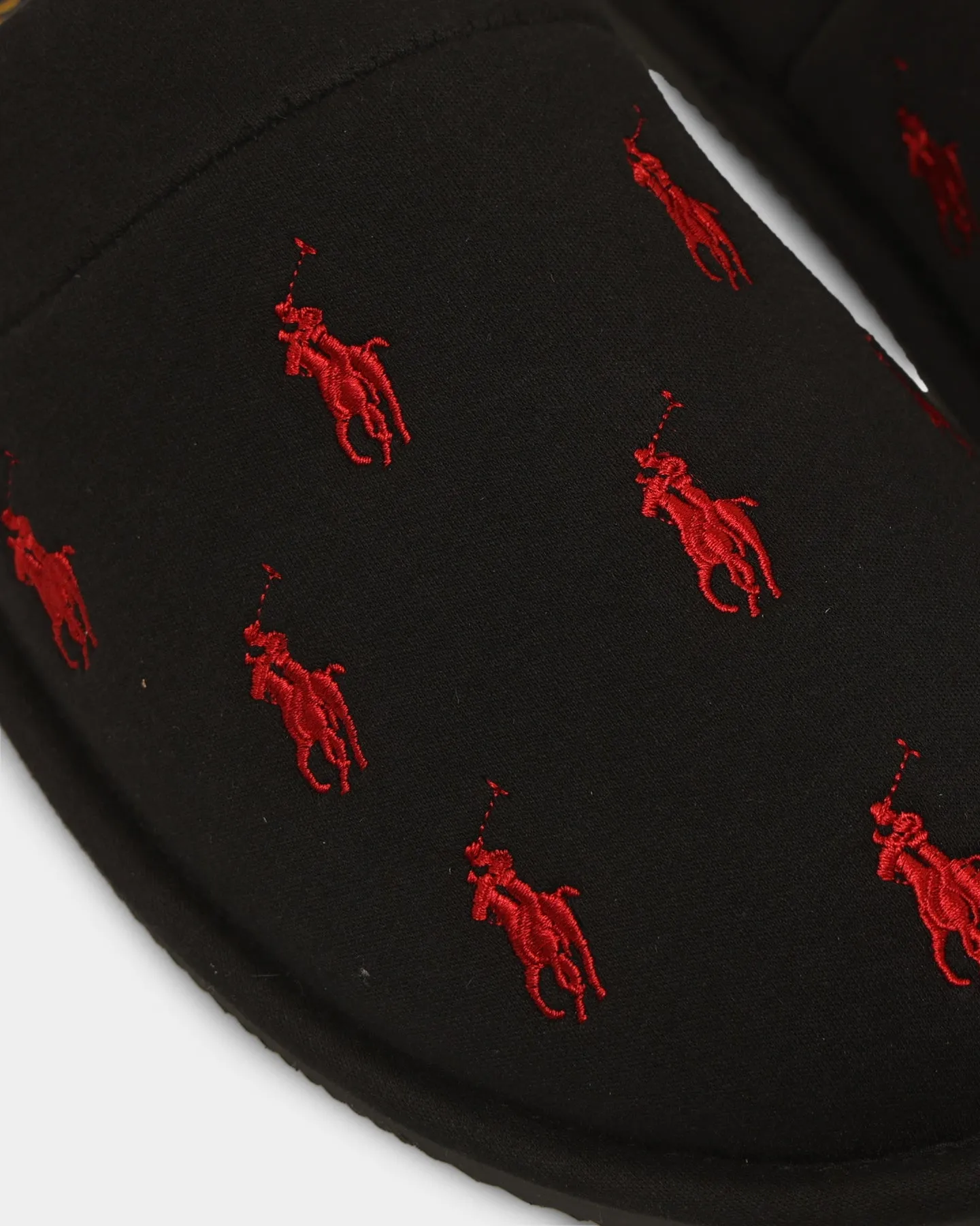 Breathable Lining Polo Ralph Lauren Klarence Repeat PP Slippers Black