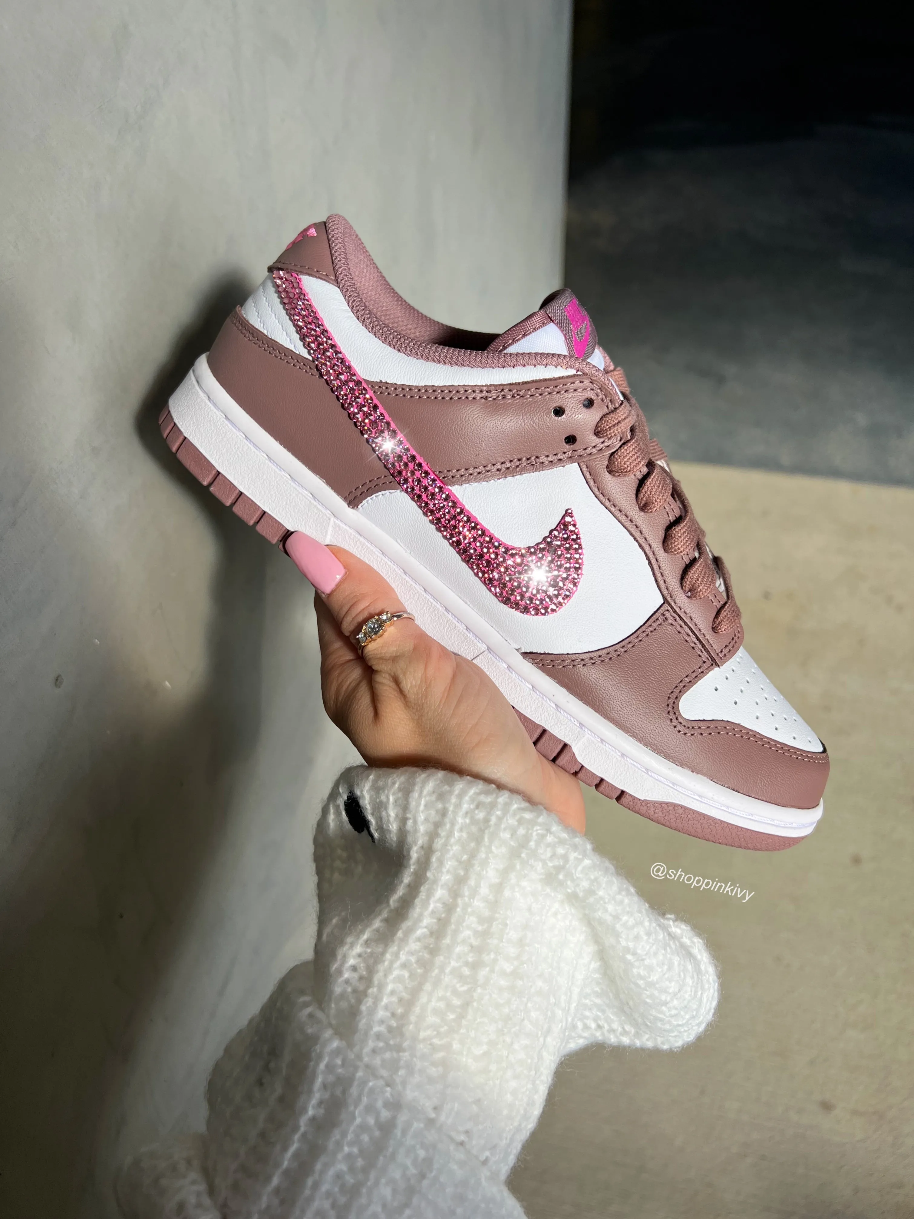 durable soles Comfortable Shoes Cocoa Swarovski Womens Nike Dunk Shoes