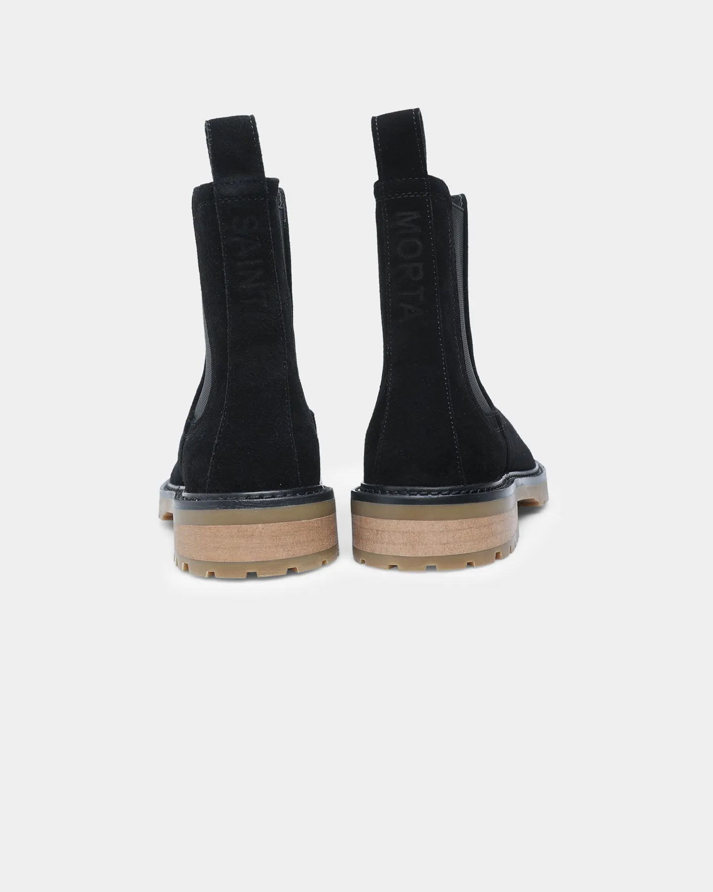 Saint Morta Chunky Chelsea Boot Black/Gum City Edge material