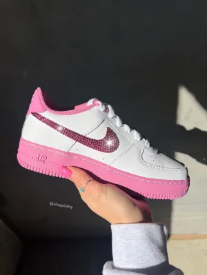 Pink Swarovski Women??s Air Force 1 Low Shoes Cool Days Shady Run