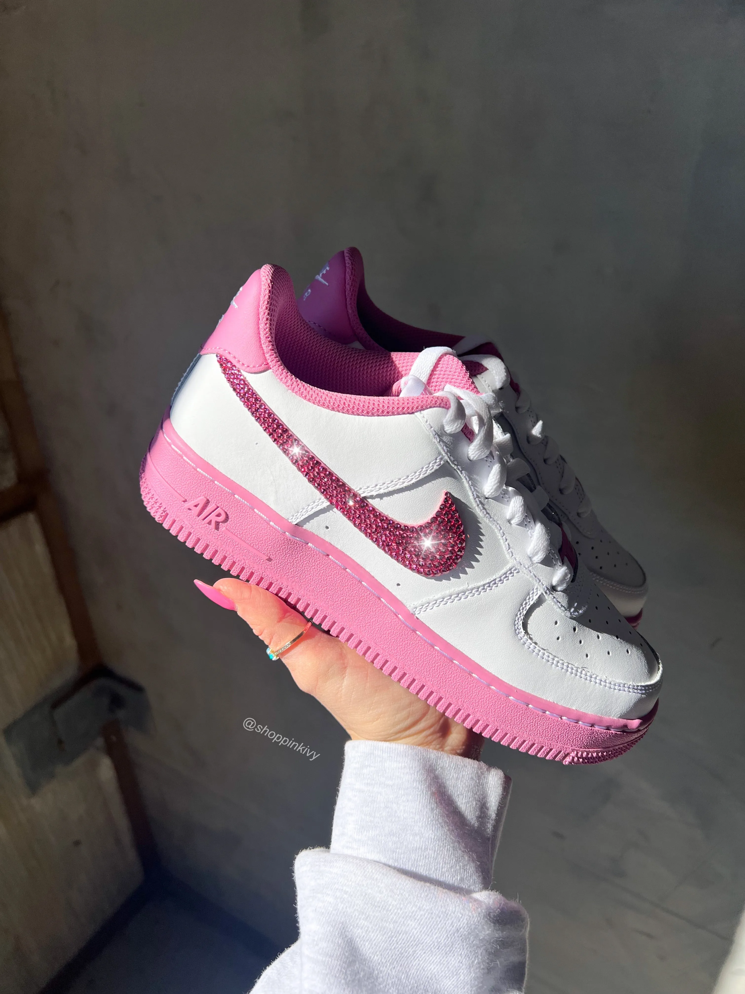 Breathable Layer Anti Sweat Pink Swarovski Women??s Air Force 1 Low Shoes