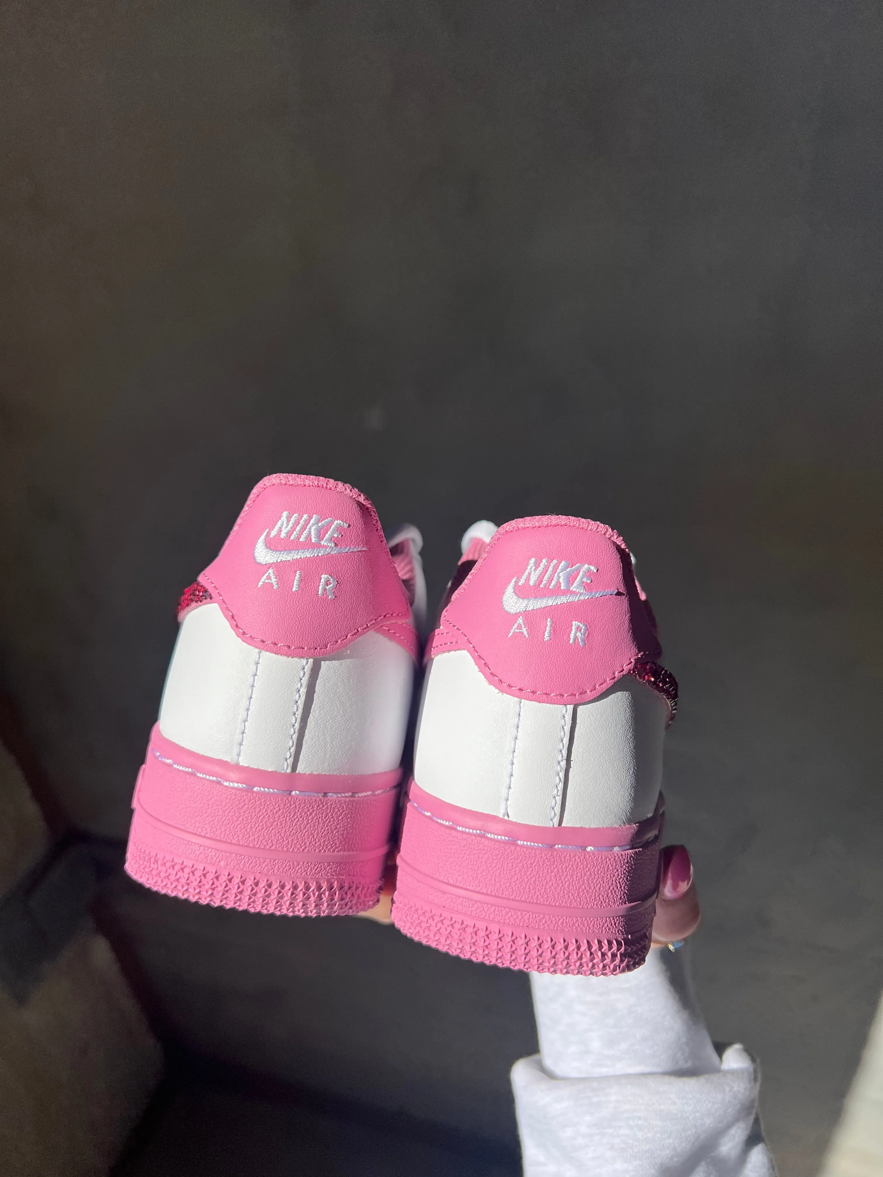 Pink Swarovski Women??s Air Force 1 Low Shoes Smooth Finish Street Edge