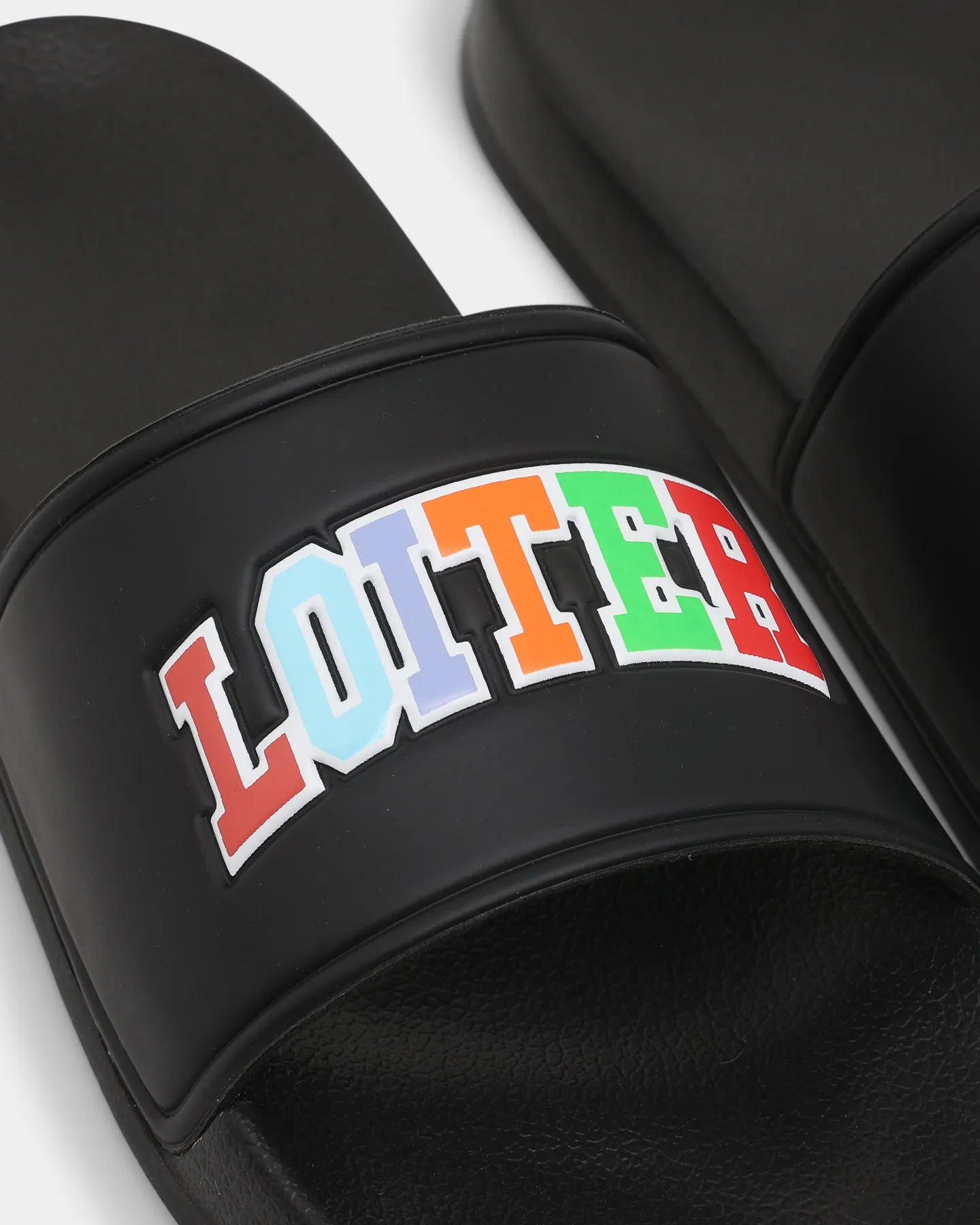 Loiter Arch Rainbow Slides Black/Multi-Coloured Slim Form Reinforced toe