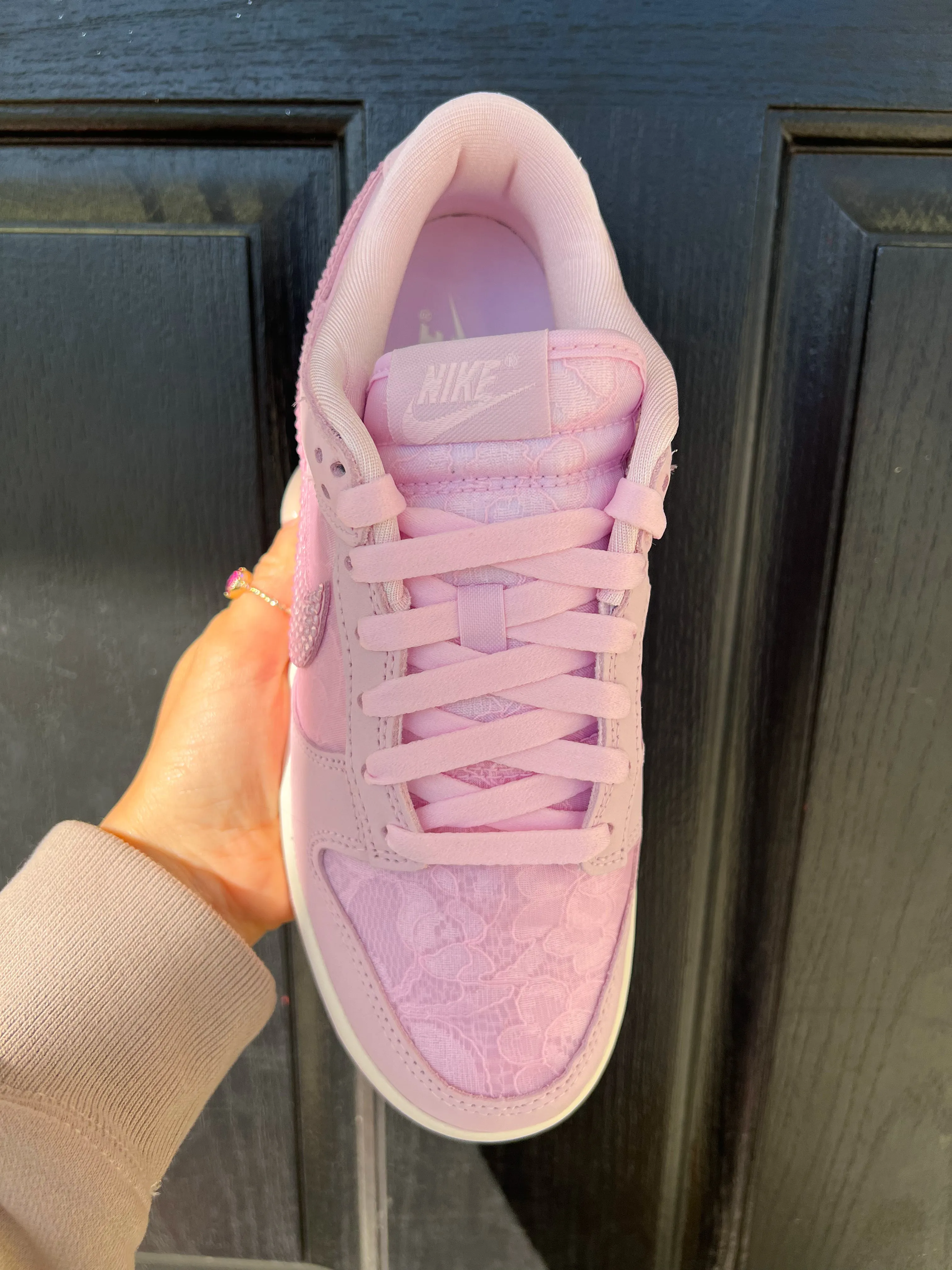 Soft Step Design Pink Lace Special Edition Swarovski Womens Nike Dunk Shoes