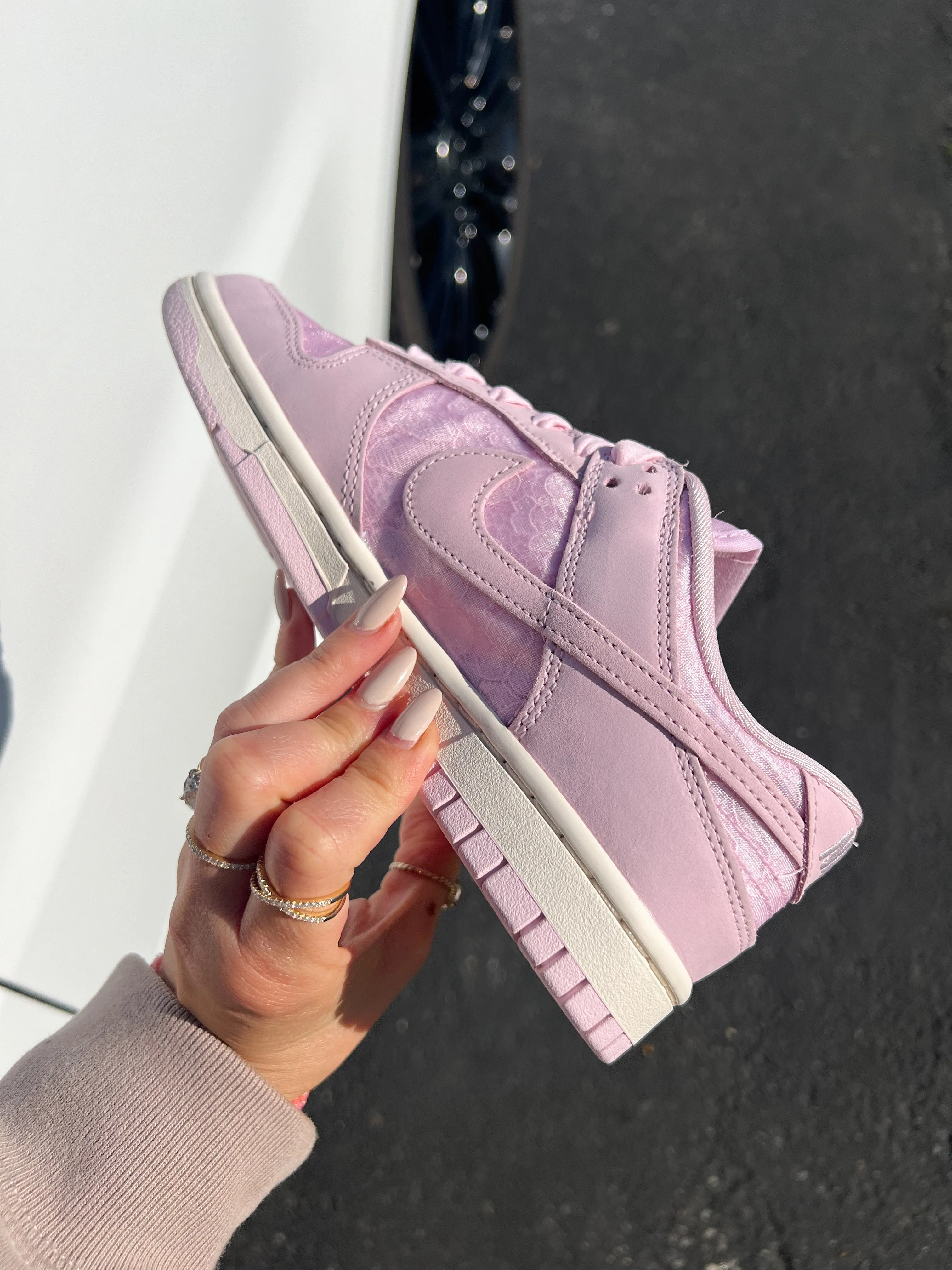 Tidy Style Pink Lace Special Edition Swarovski Womens Nike Dunk Shoes