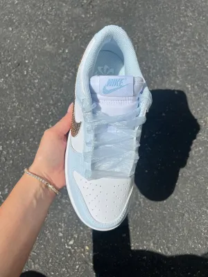 Blue Organza Ribbon Lace Swarovski Womens Nike Dunk Shoes Style