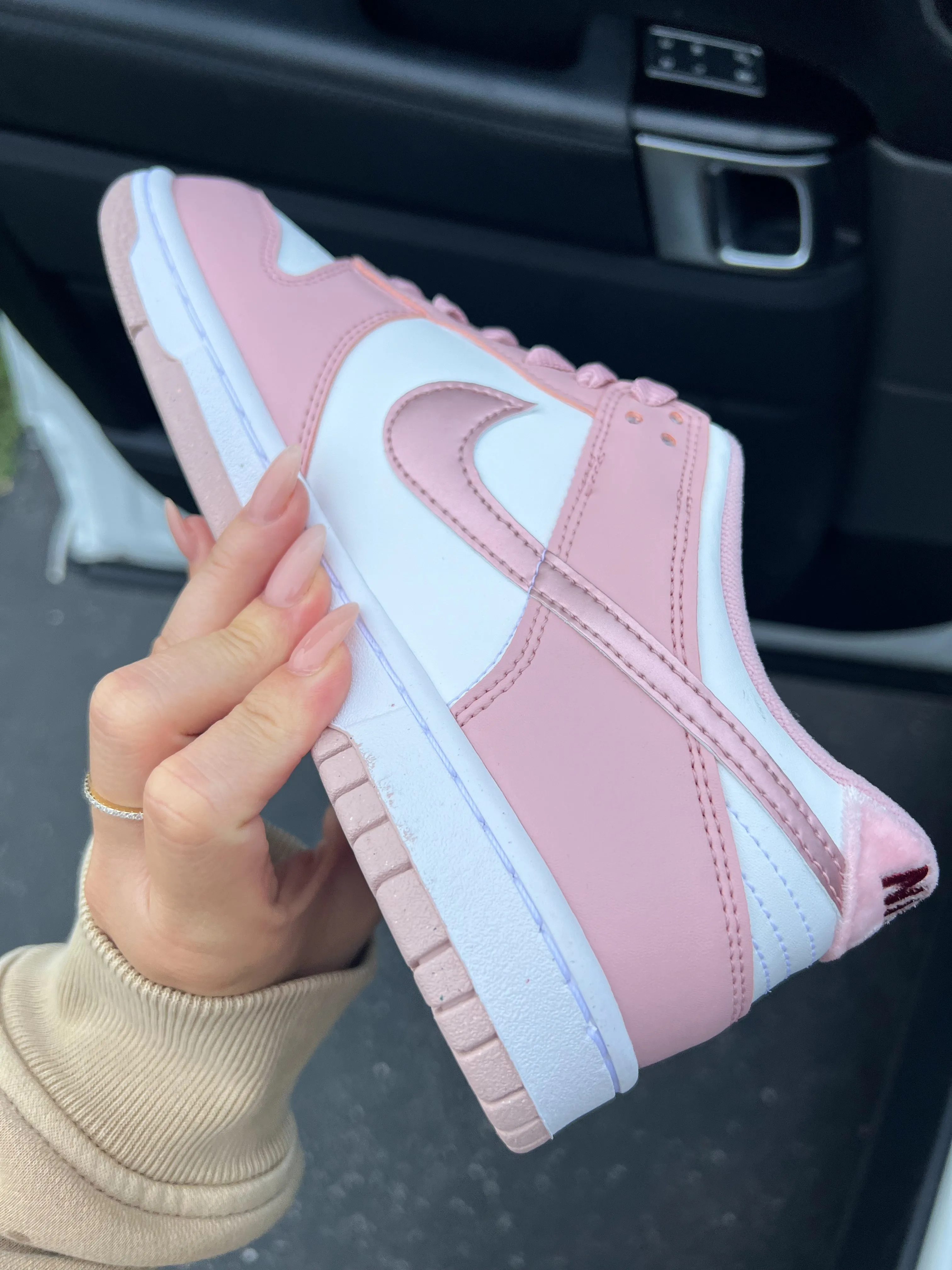 Rose Gold Pink Swarovski Womens Nike Dunk Shoes Universal Style