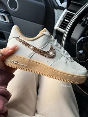 Cream Gold Shimmer Swarovski Nike Air Force 1 Festival Ready