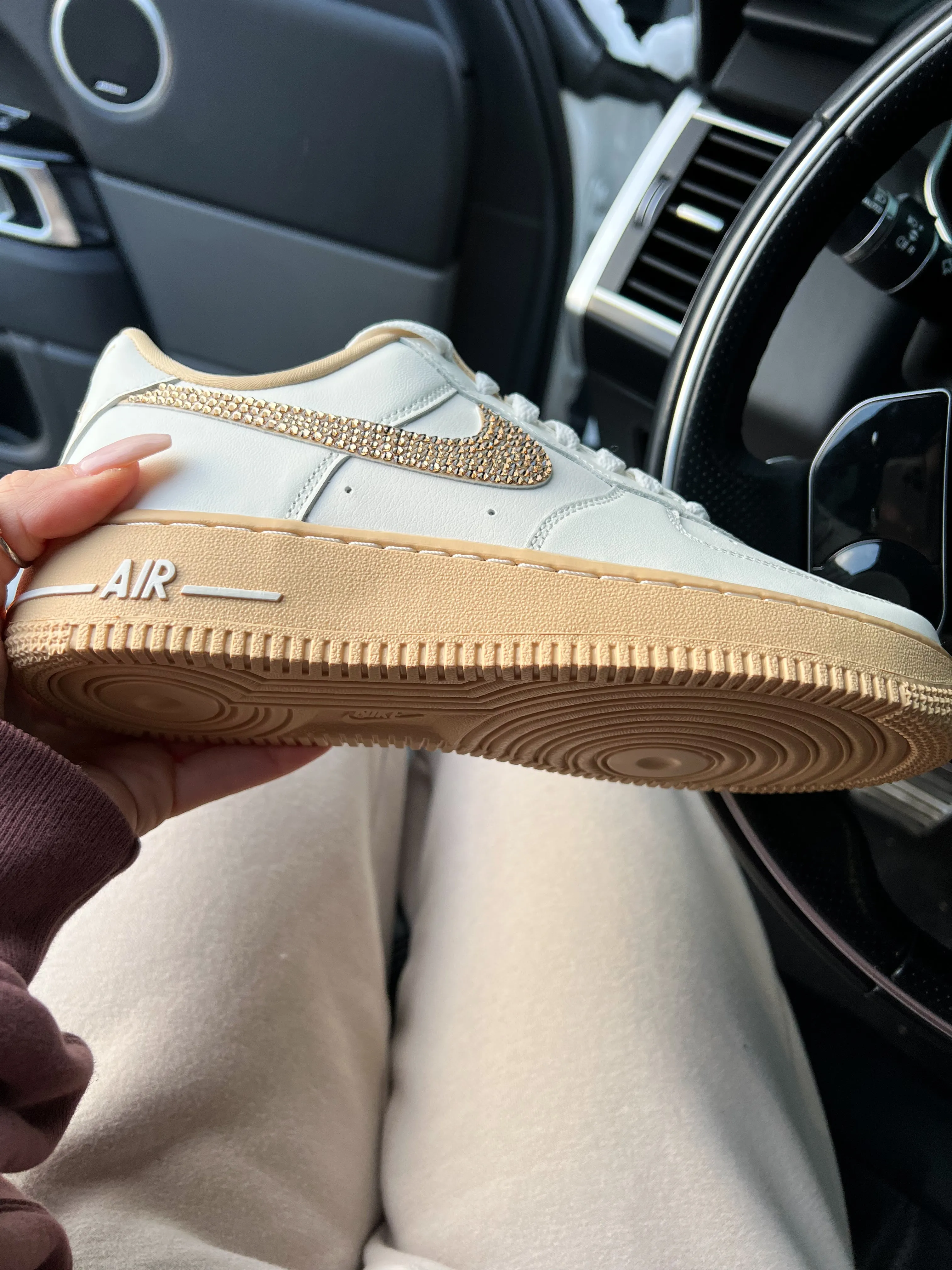 Cream Gold Shimmer Swarovski Nike Air Force 1 Urban Move Comfy Fit