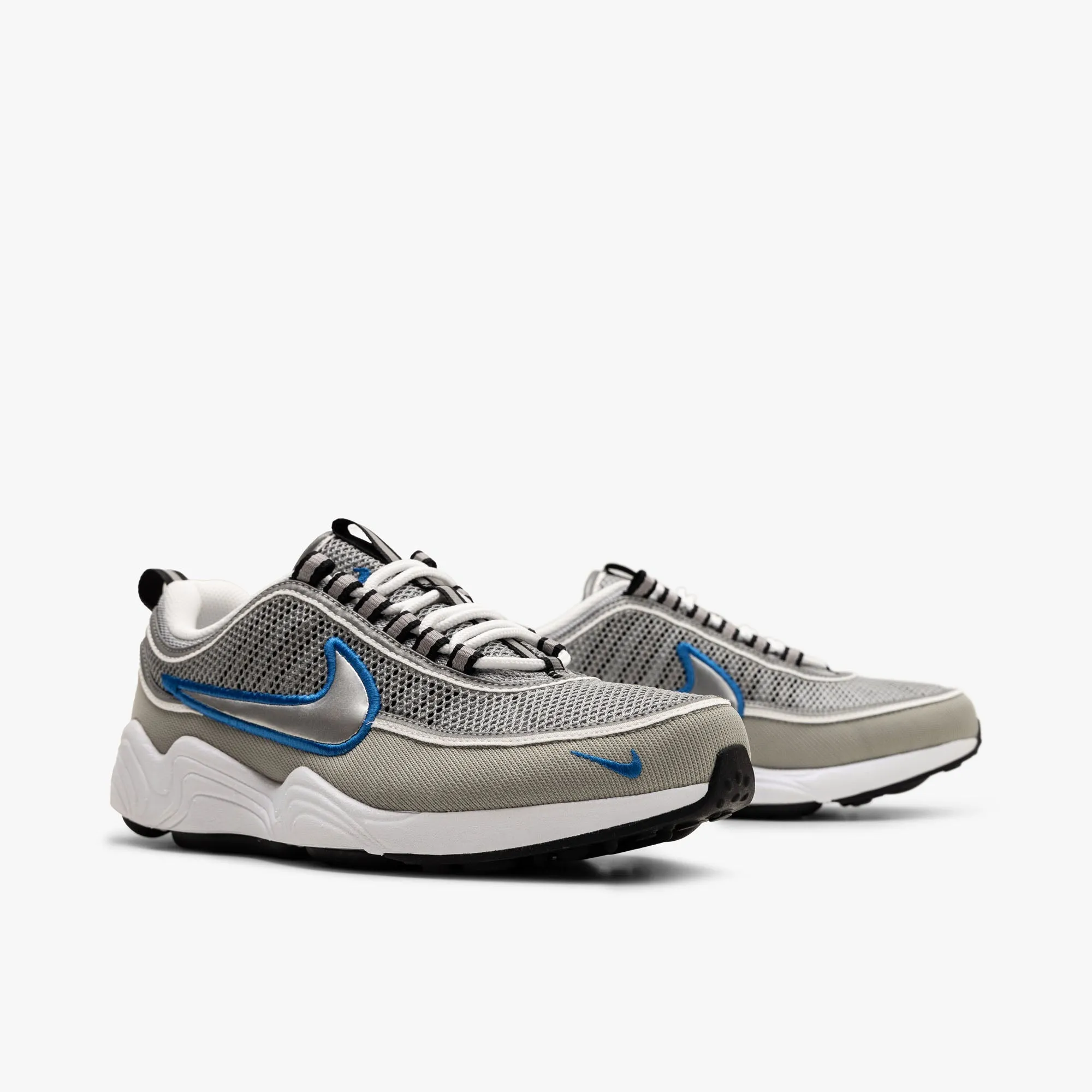 Nike Air Zoom Spiridon SP Metallic Silver / Signal Blue Kick Hike On Feet