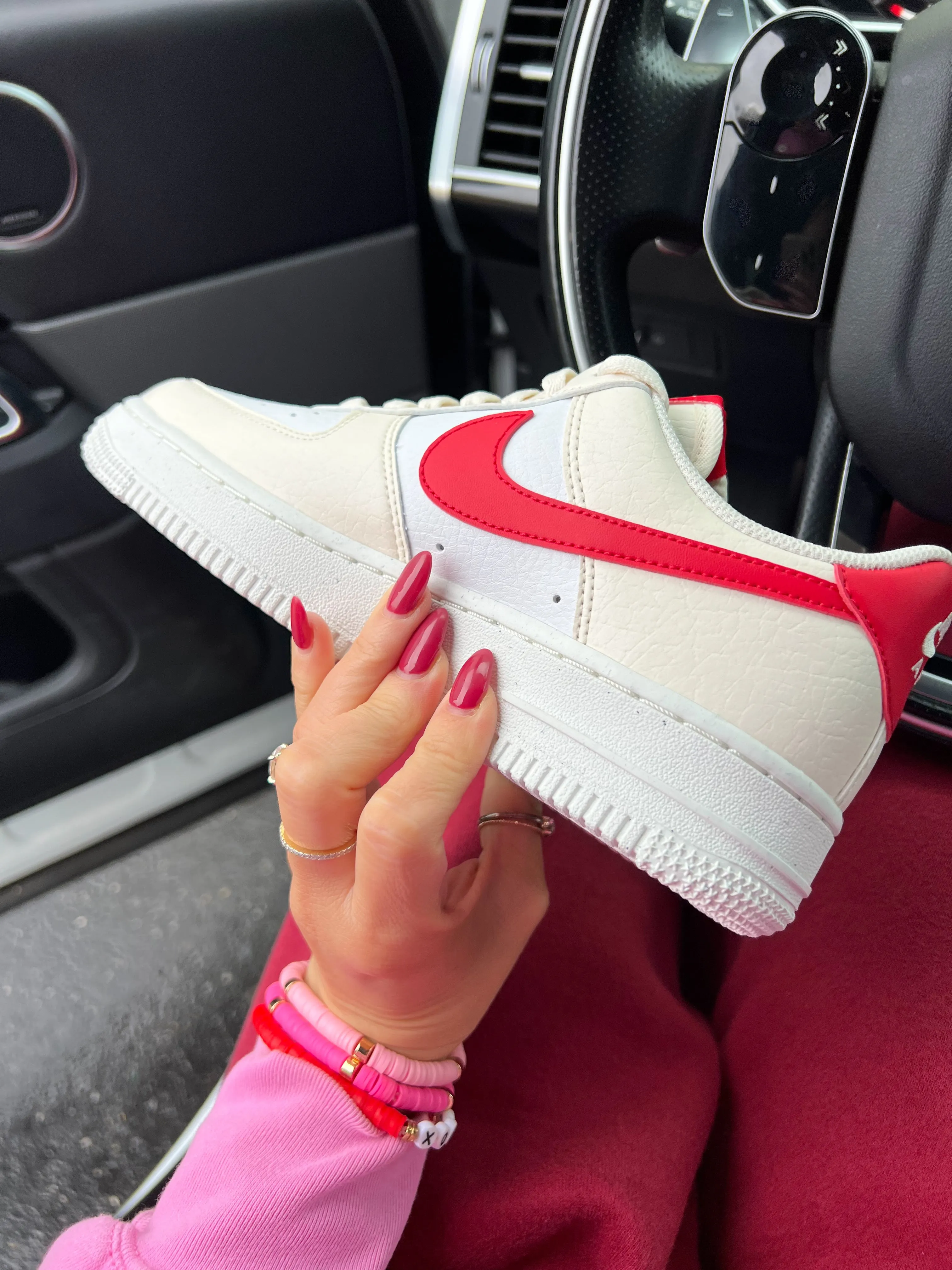Busy Walk Fashionable Walk Cream Red Swarovski Women's Nike Air Force 1