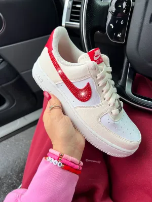 Spring Walk Cream Red Swarovski Women's Nike Air Force 1