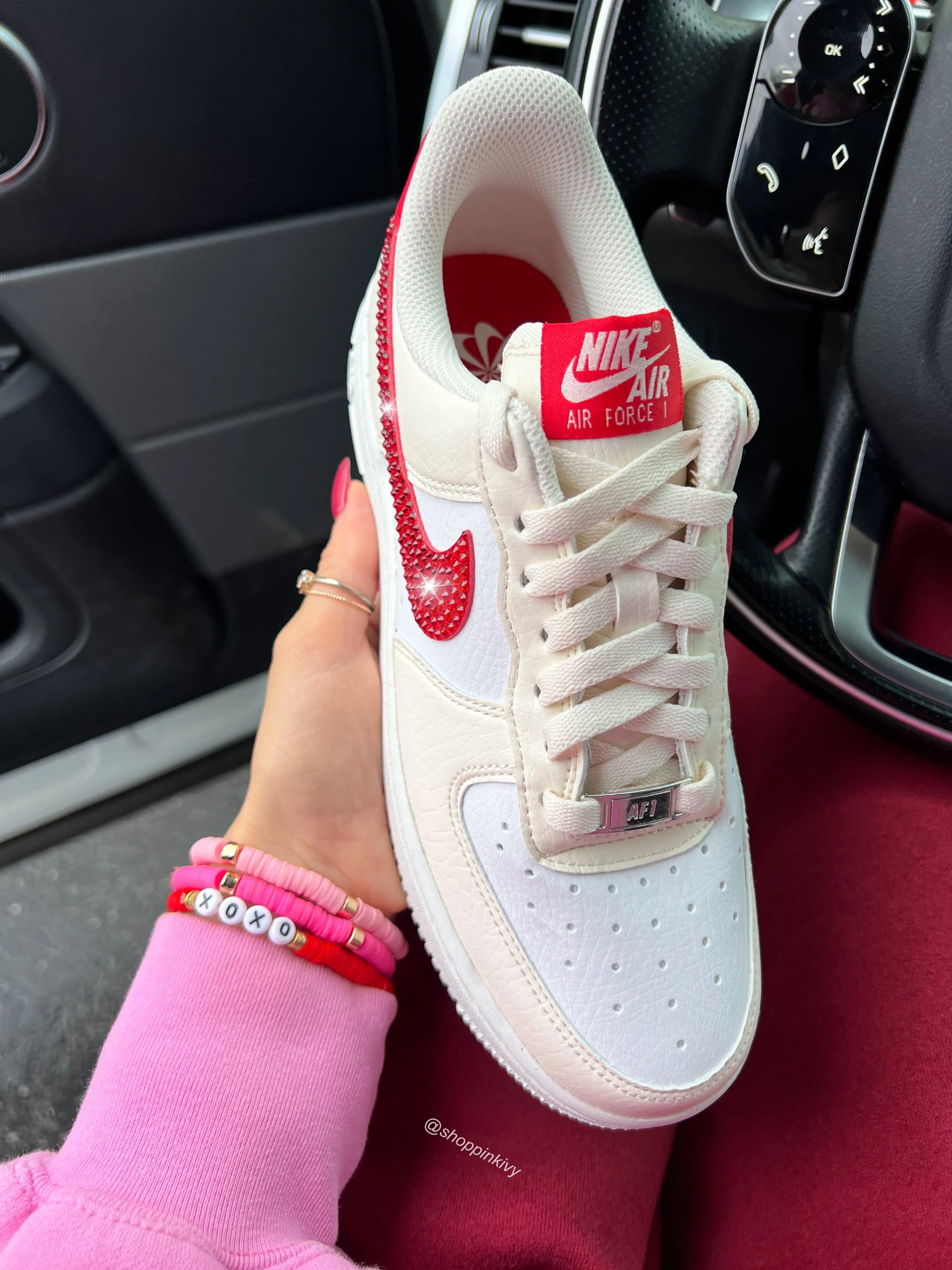 Fast Motion Grip Control Cream Red Swarovski Women's Nike Air Force 1