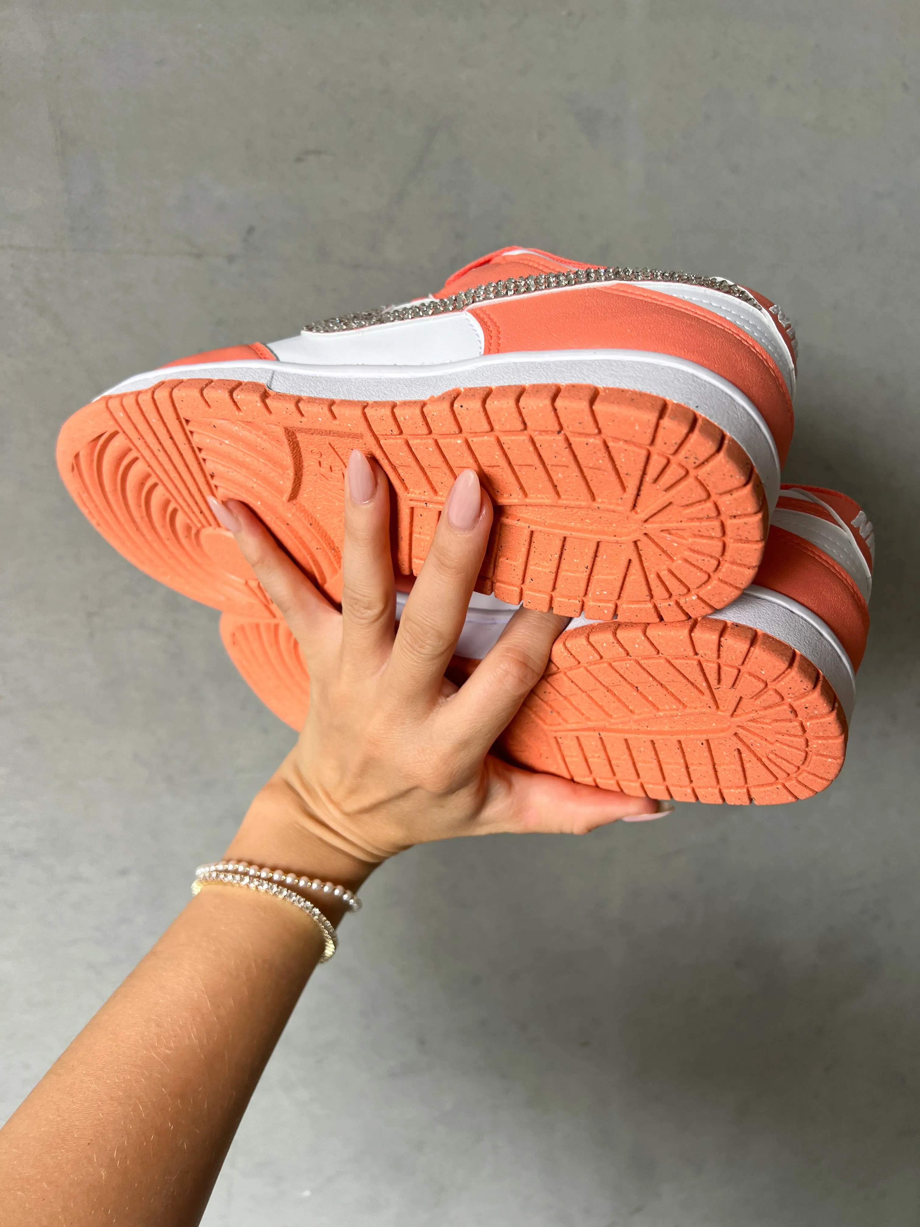 Mango Orange Swarovski Womens Nike Dunk Shoes Padded collar