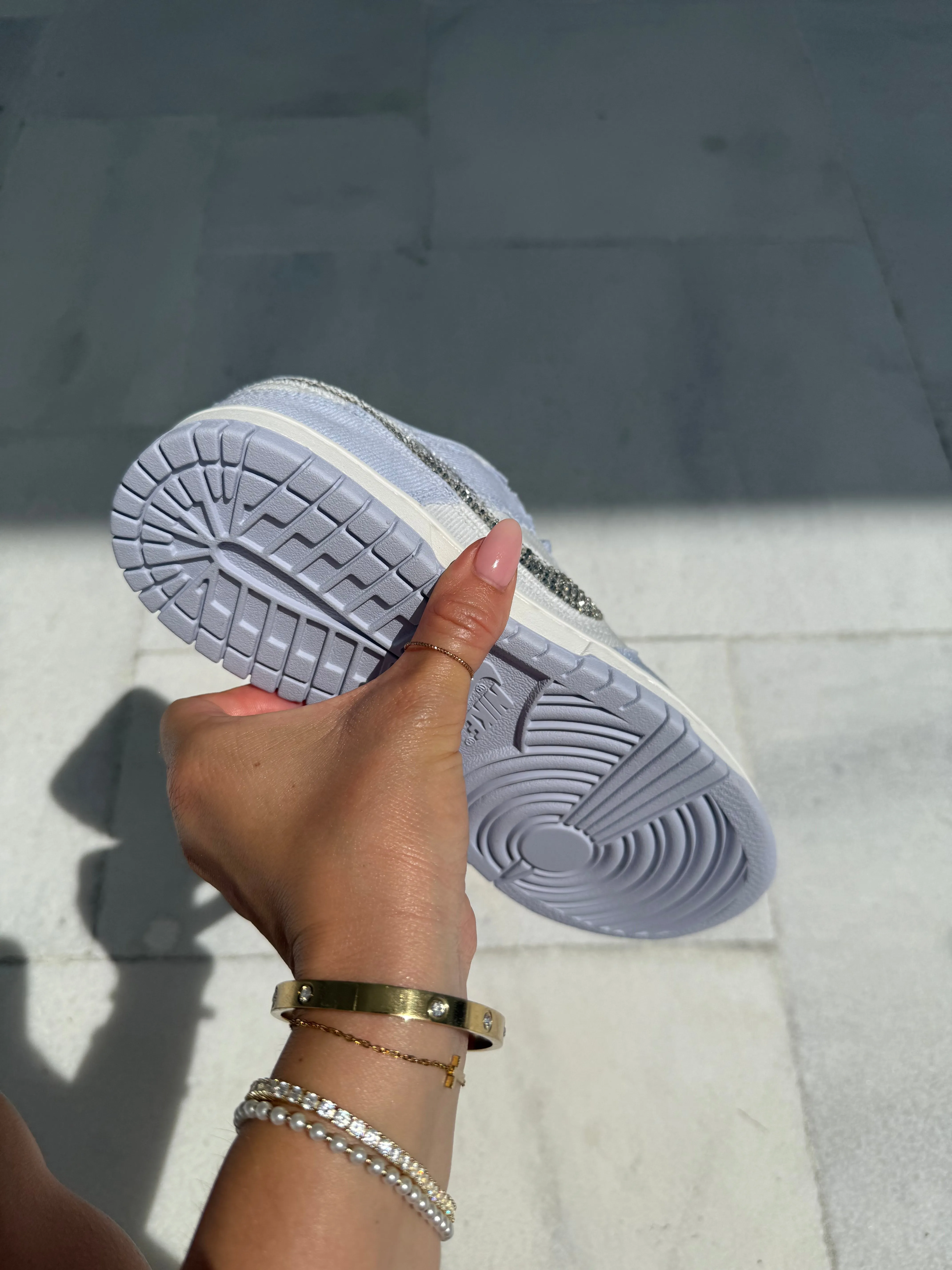 Foot Balance Denim Swarovski Womens Nike Dunk Shoes